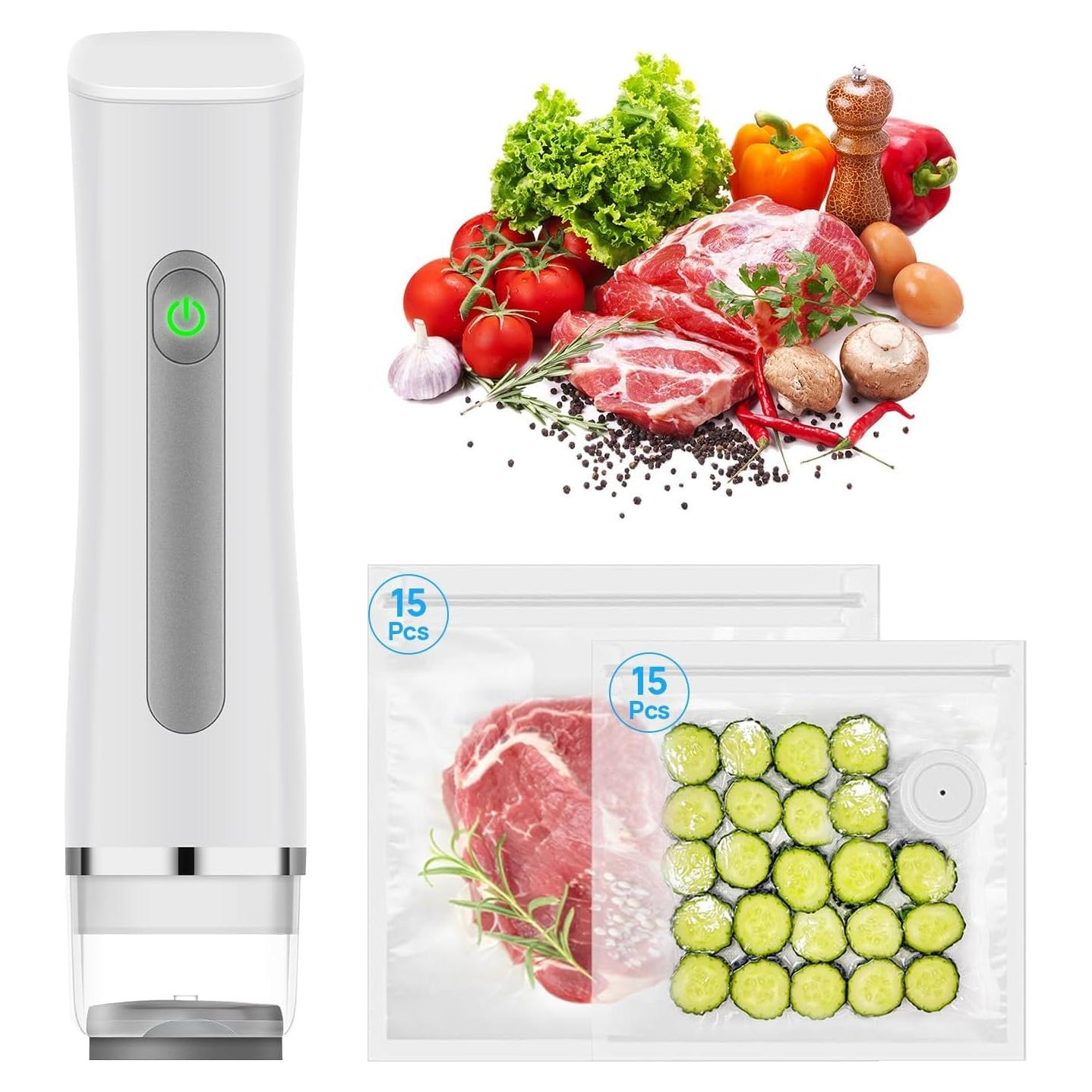 Sellador al vacío portátil Heercun ZB-S30 con 30 bolsas