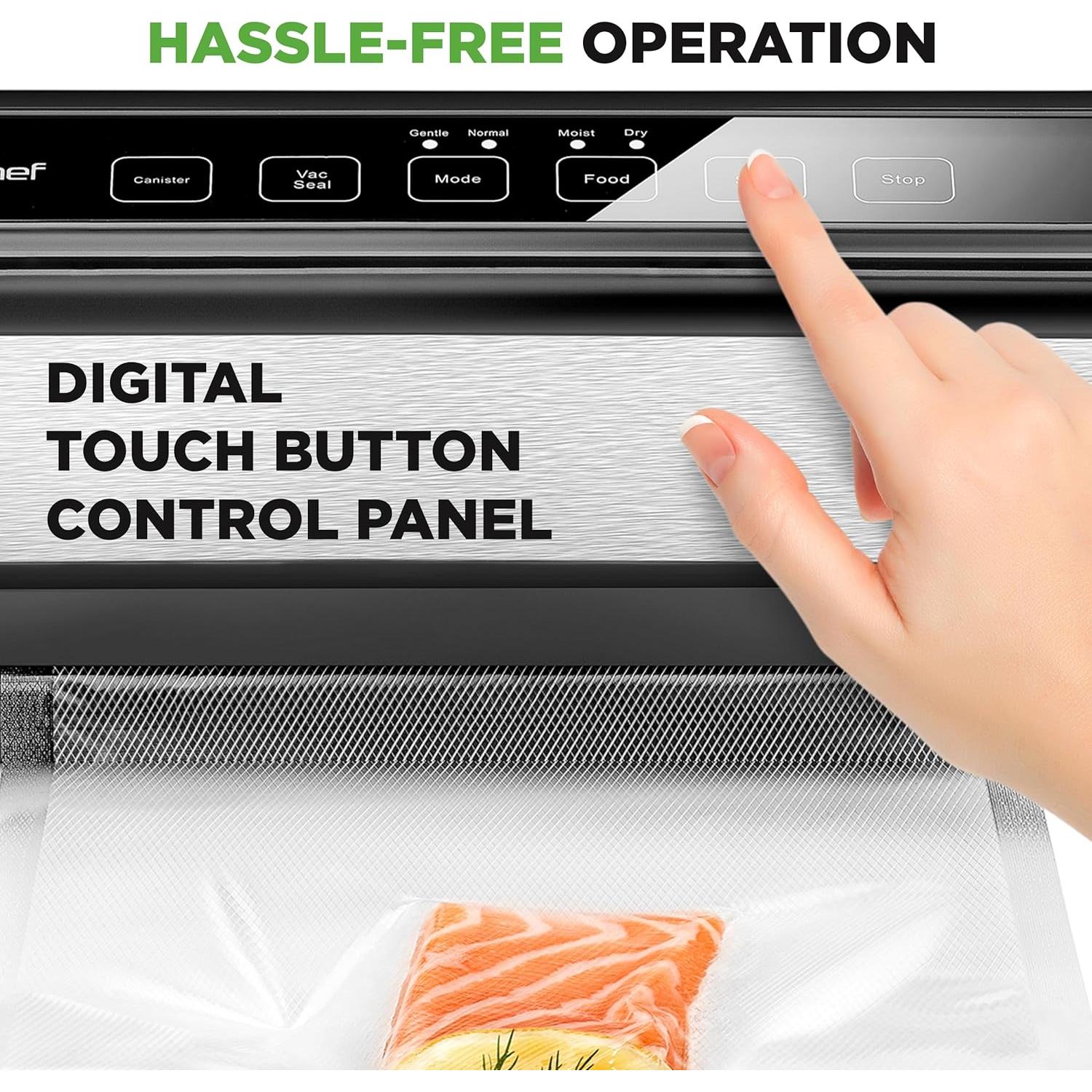 Máquina Selladora al Vacío NutriChef PKVS25BK, 110W, Acero Inoxidable