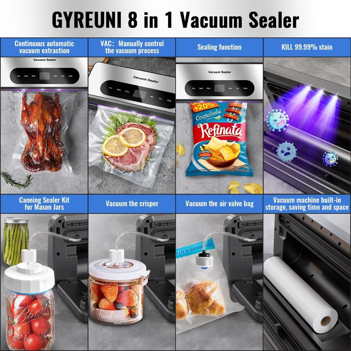 Máquina de Sellado al Vacío Gyreuni 8 en 1 con Cortador