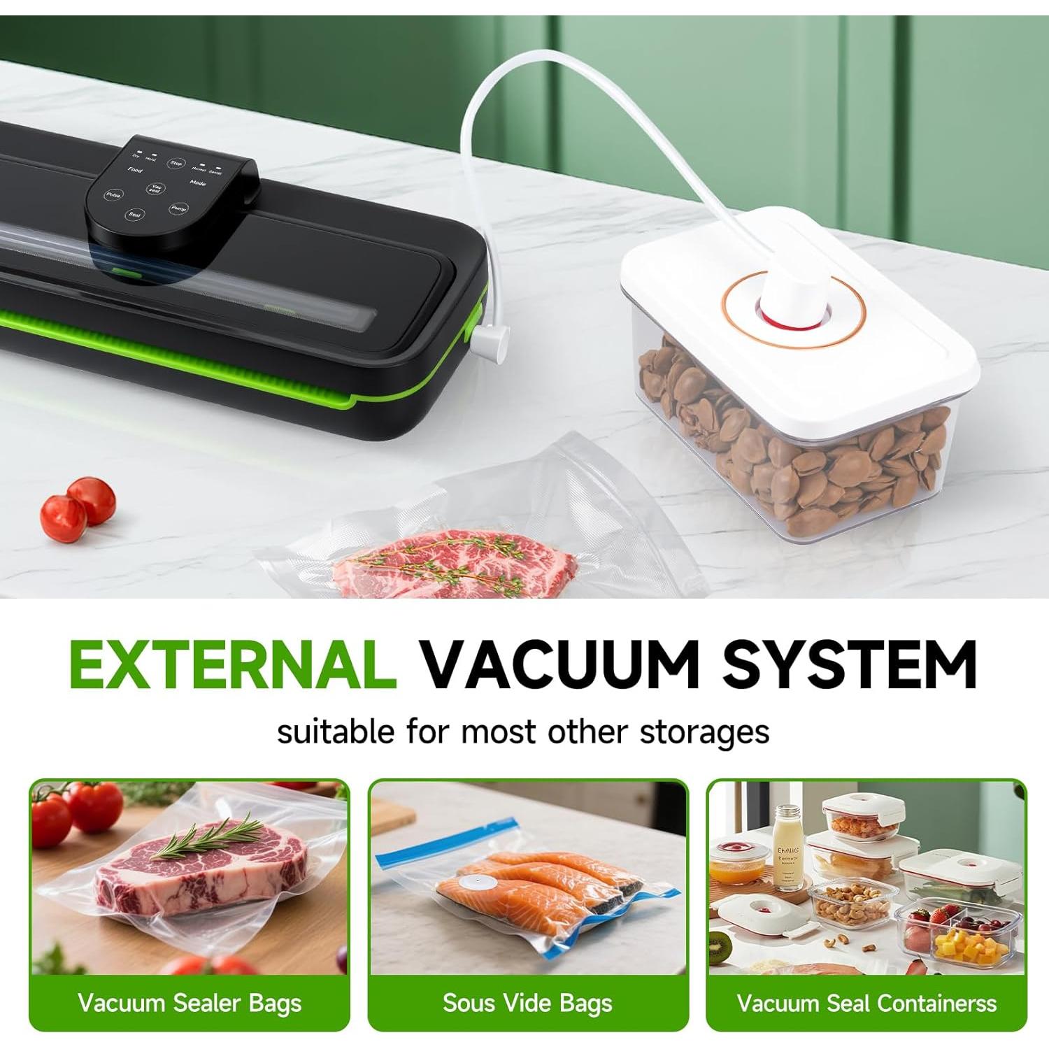 Sellador al Vacío Vixino TS con 40 Bolsas y Manguera, 95Kpa