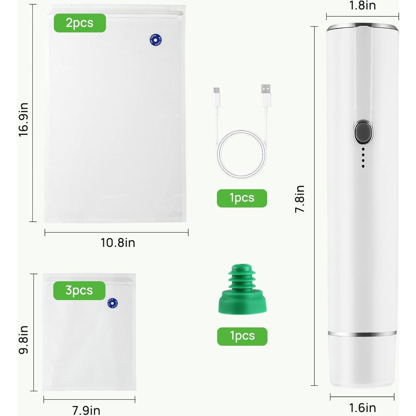 Sellador al vacío portátil Joongoom con 5 bolsas y tapón