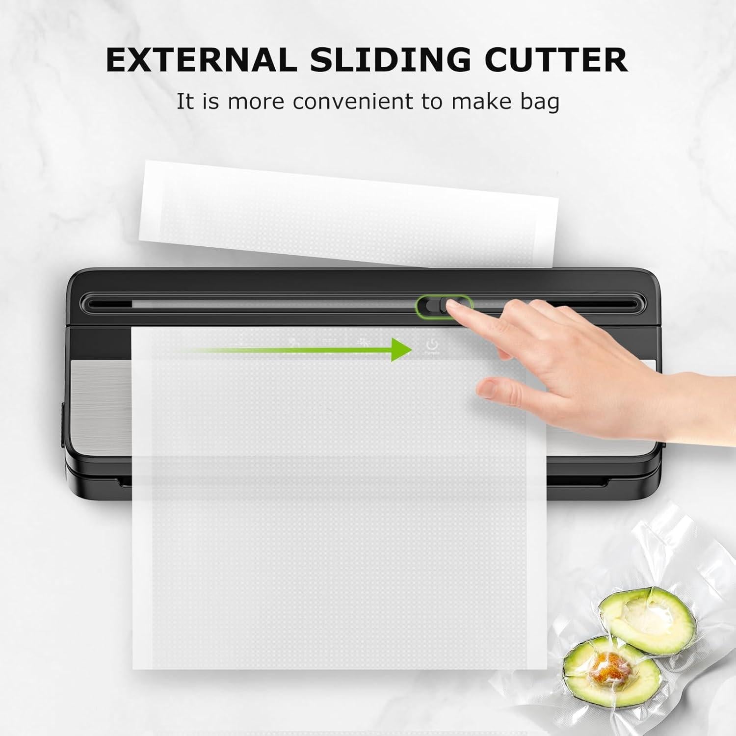 Máquina Selladora al Vacío Bonsenkitchen VS3016, 135W, Negro-Plata