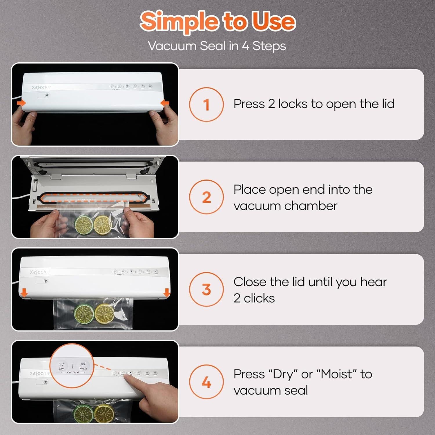 Selladora al Vacío Kejector V3100 Automática Compacta 1.35kg