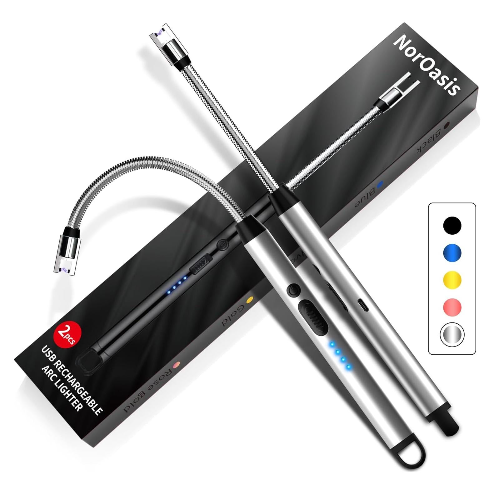 Encendedores eléctricos recargables NorOasis 2 unidades plata