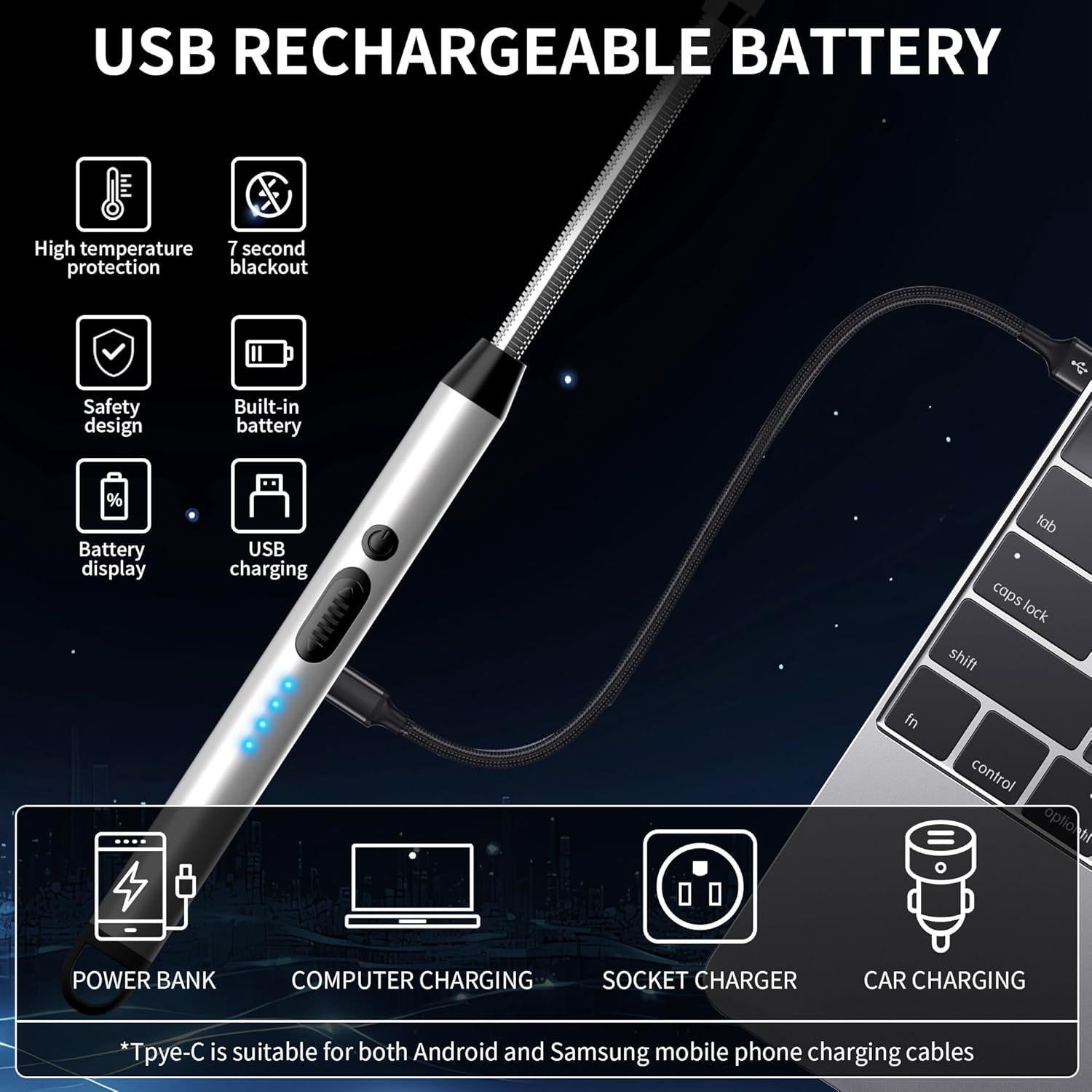 Encendedores eléctricos recargables NorOasis 2 unidades plata
