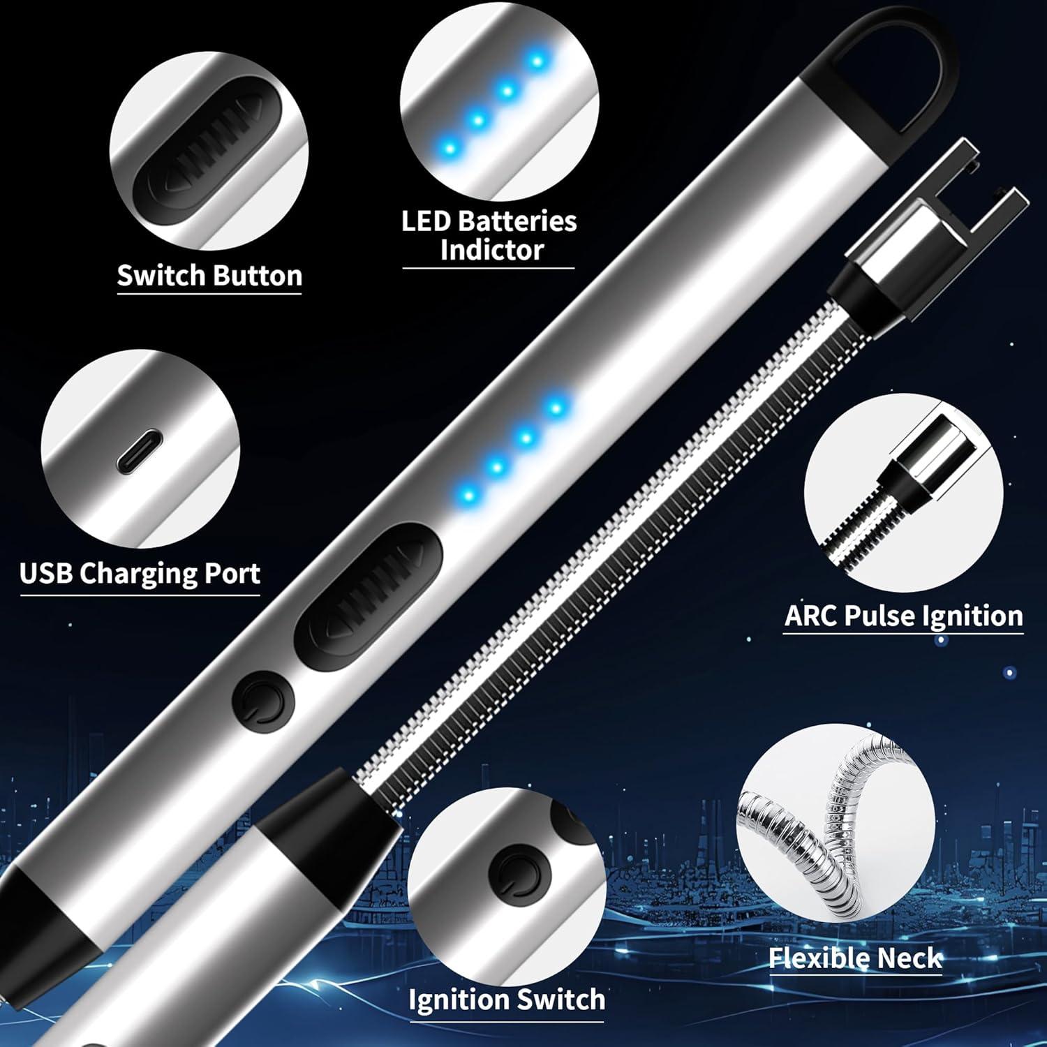 Encendedores eléctricos recargables NorOasis 2 unidades plata