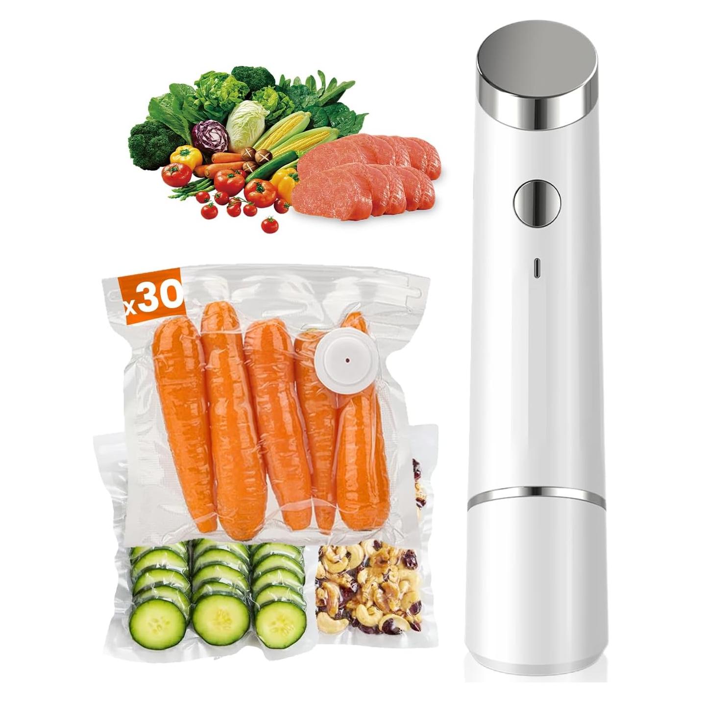 Sellador de Vacío Portátil WXZ-VacMach con 30 Bolsas Reutilizables