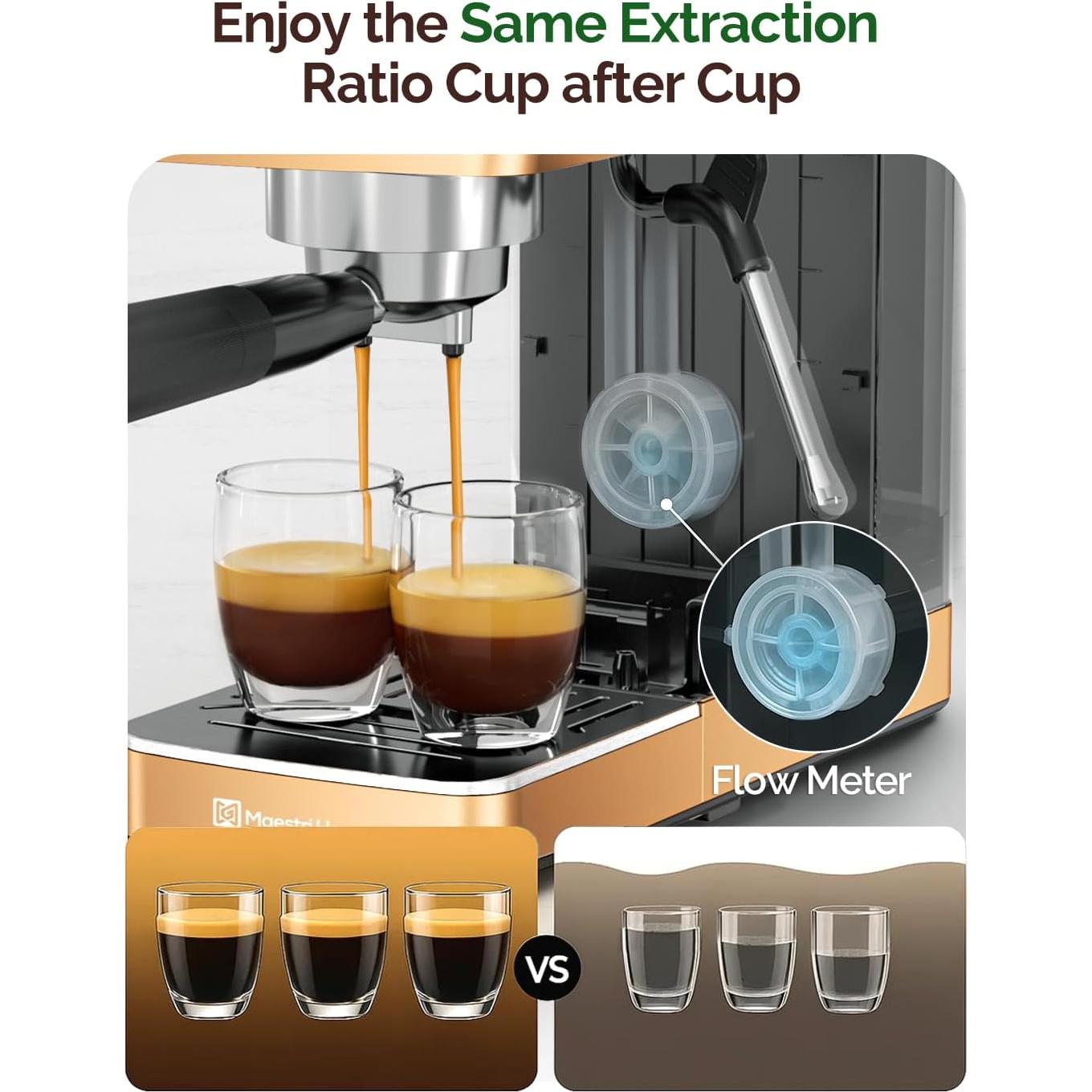 Máquina de Espresso Maestri House 20 Bar Rosa Dorado 1.2L