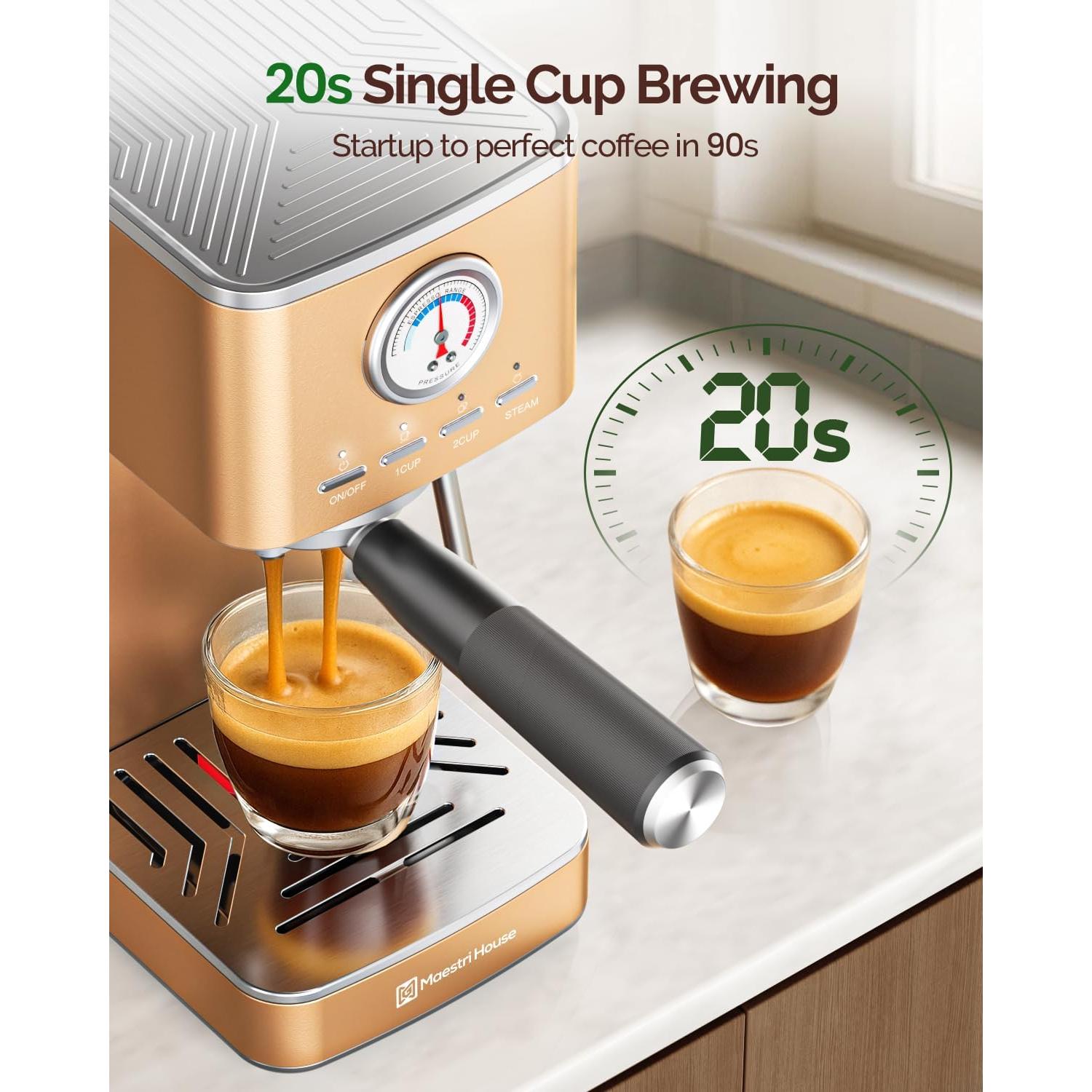 Máquina de Espresso Maestri House 20 Bar Rosa Dorado 1.2L