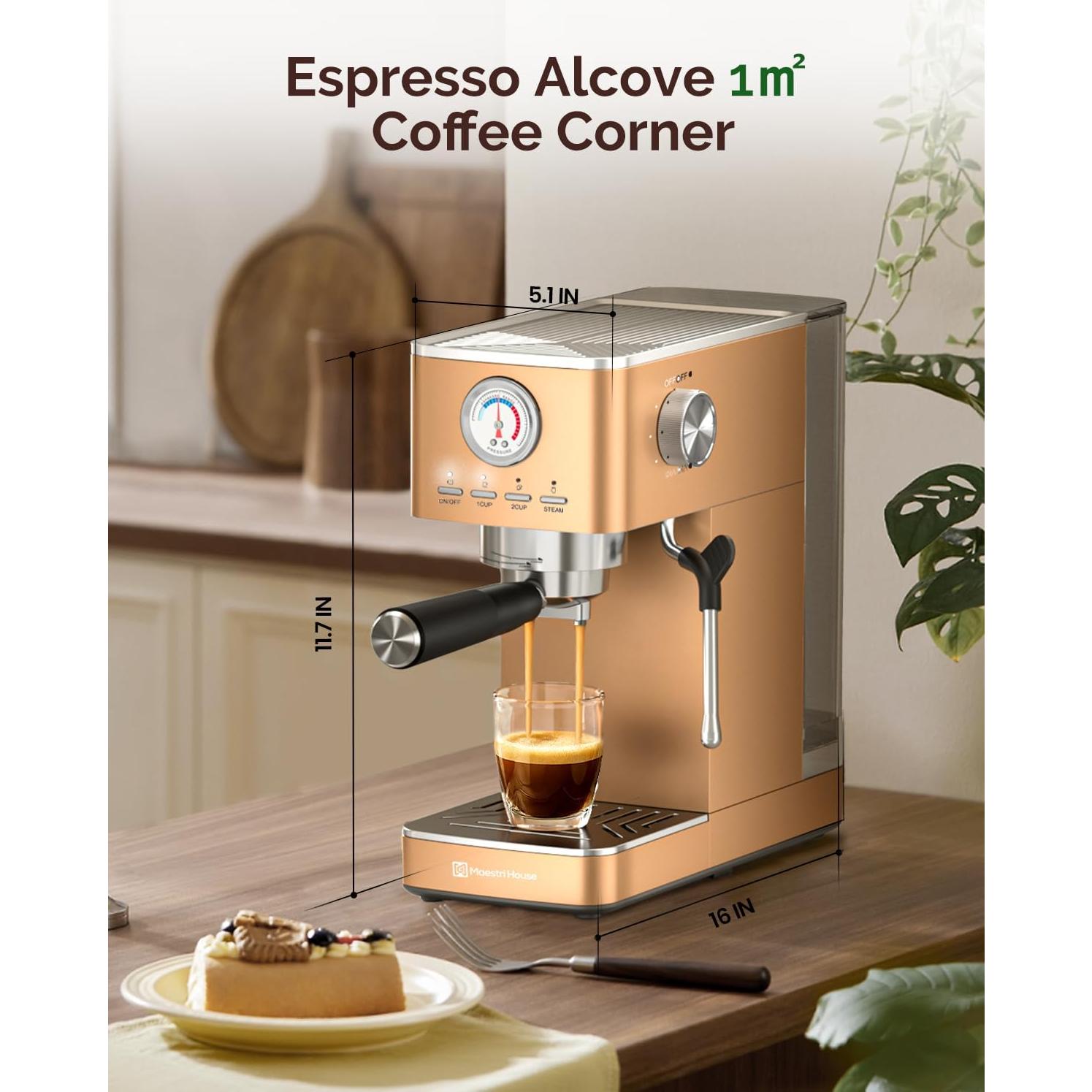 Máquina de Espresso Maestri House 20 Bar Rosa Dorado 1.2L