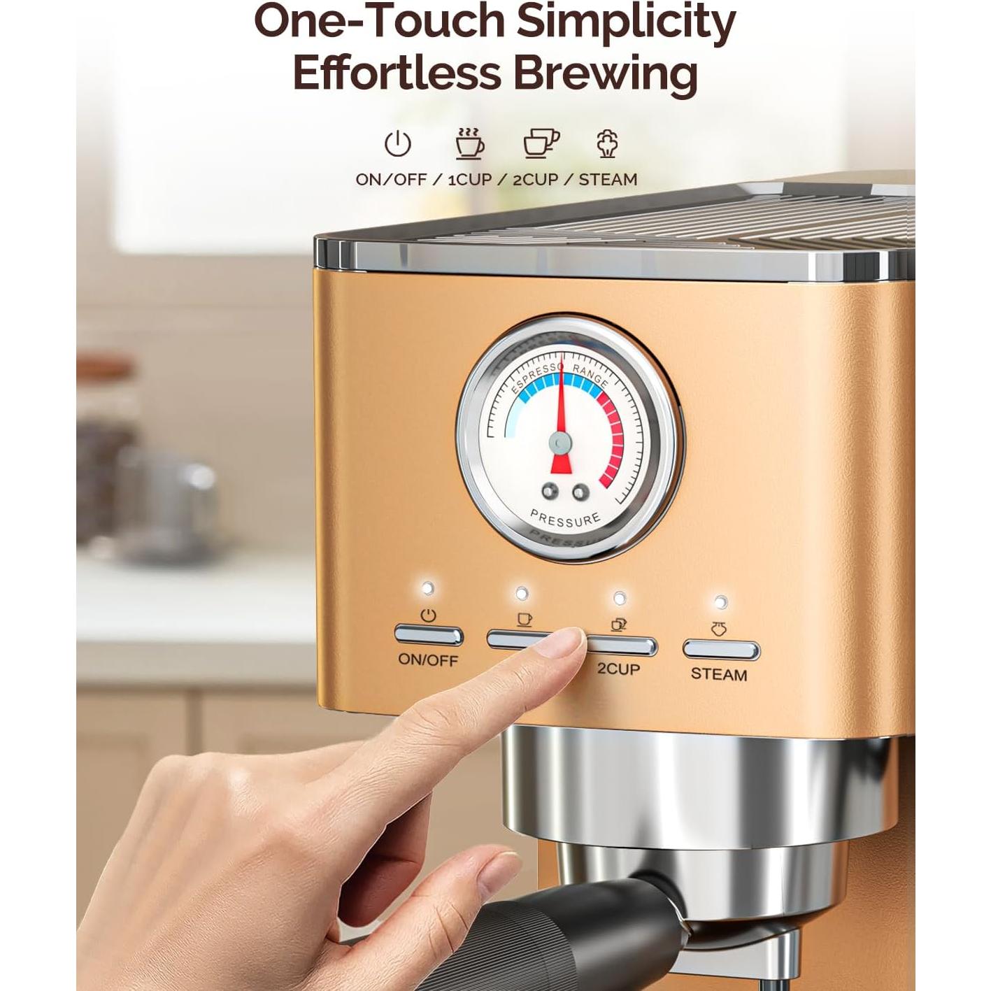 Máquina de Espresso Maestri House 20 Bar Rosa Dorado 1.2L