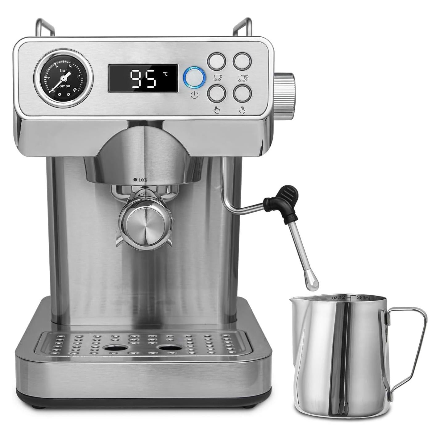 Máquina de Espresso GeniCup 601A con Espumador y Manómetro 20 Bar