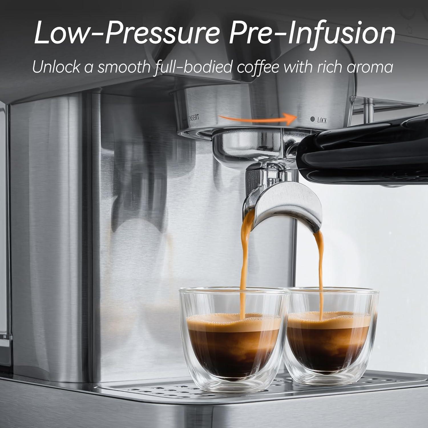 Máquina de Espresso GeniCup 601A con Espumador y Manómetro 20 Bar