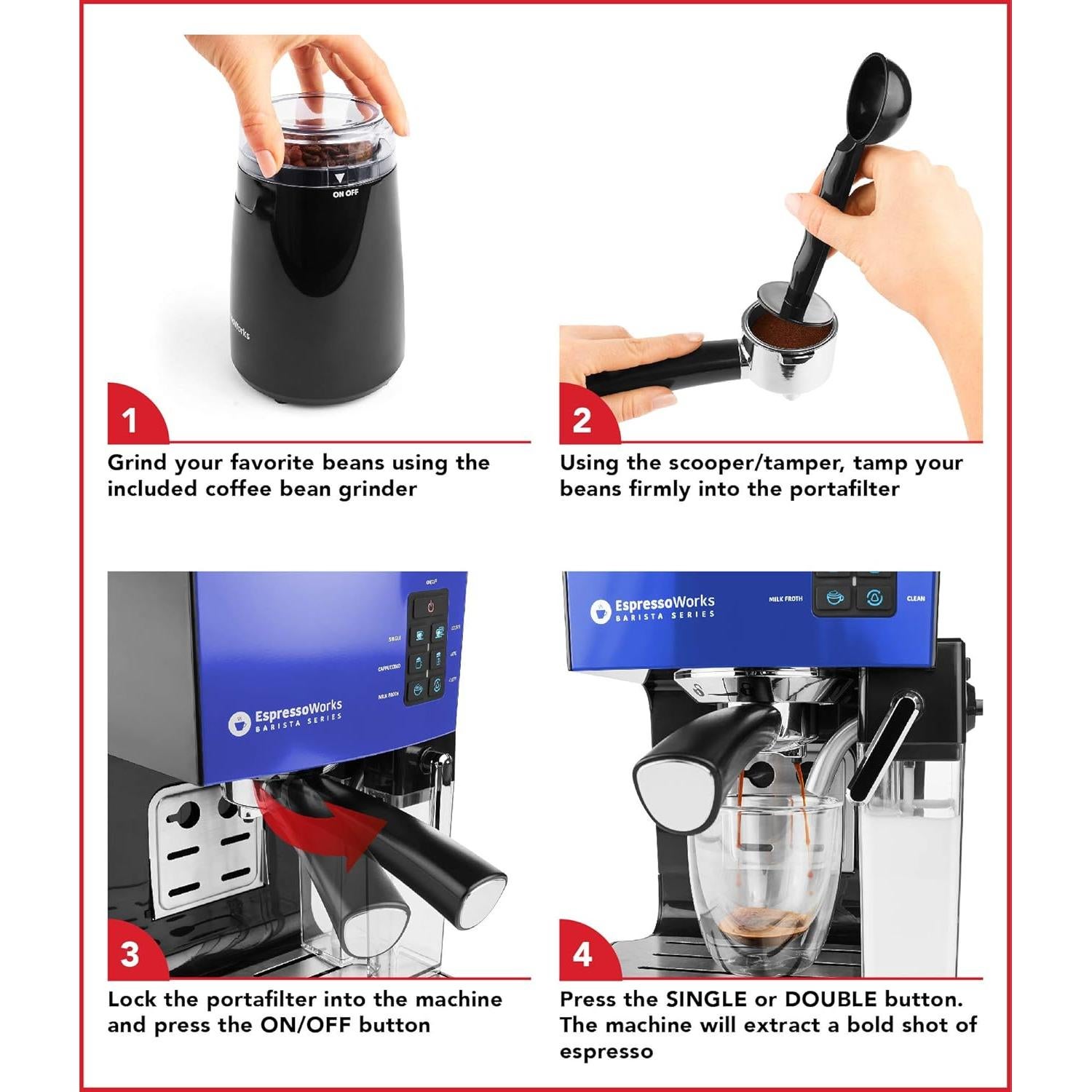 Máquina de Espresso EspressoWorks Barista 10 Piezas 1250W Azul