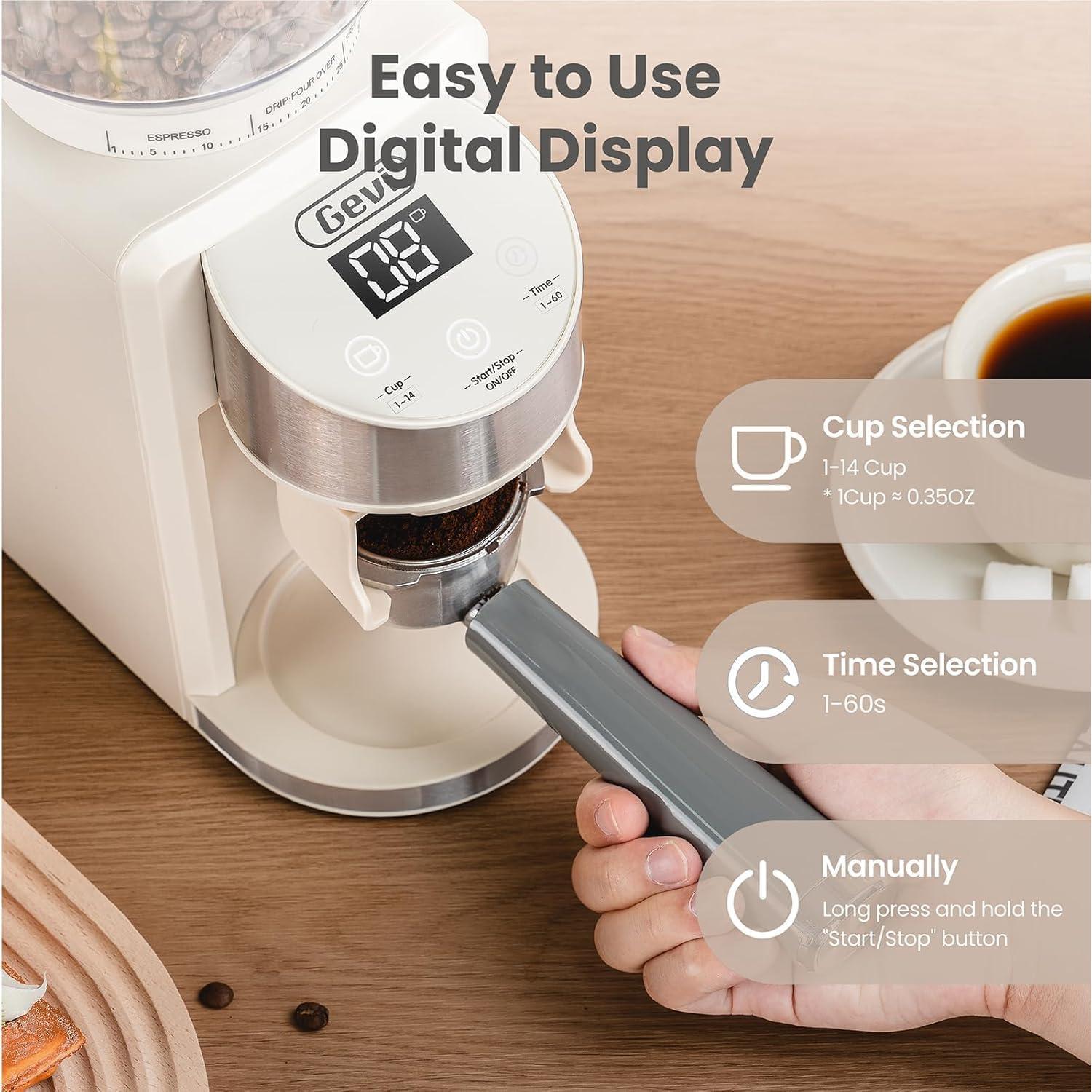 Molino de Café Eléctrico Gevi CGA0-WH0A1, 35 Configuraciones