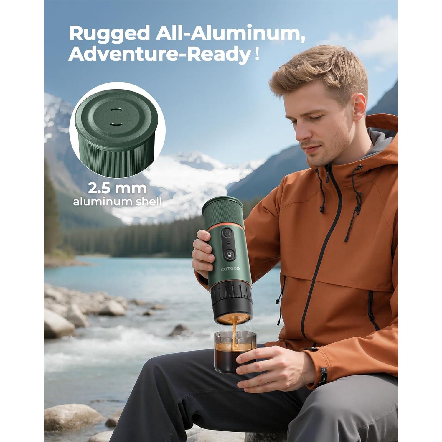 Máquina de café espresso portátil COTGCO Verde 20 Bar USB-C