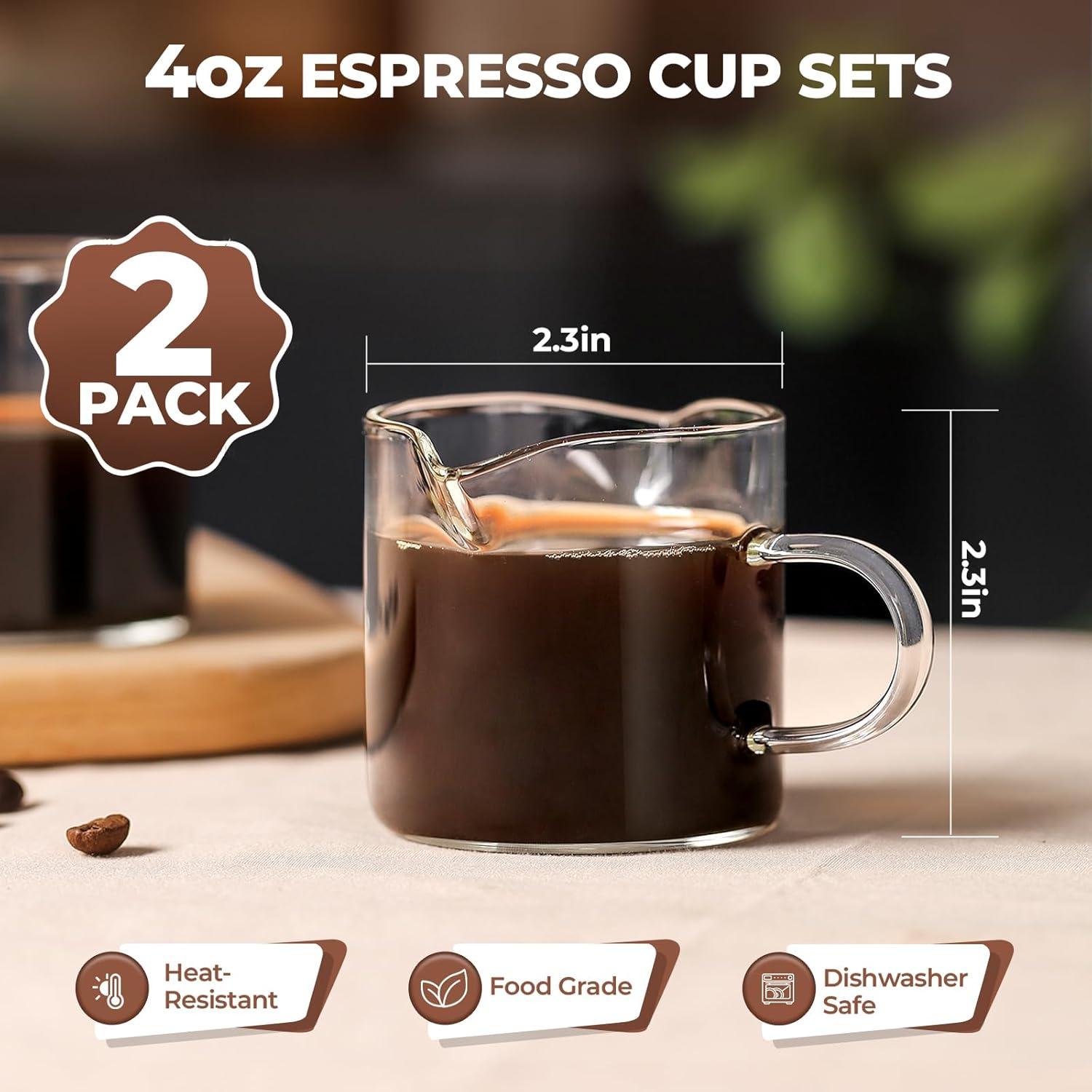Juego de 2 Tazas de Espresso de Vidrio SENTVEND 113ml