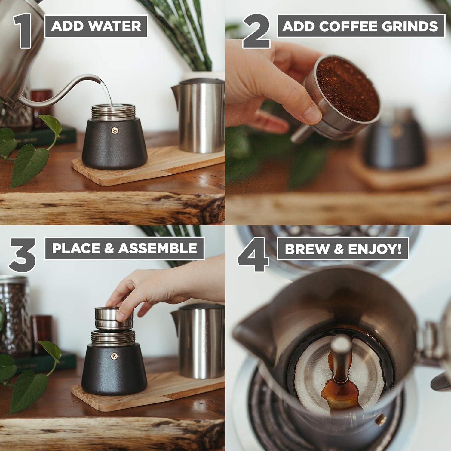 Cafetera Moka GROSCHE Milano Acero 10 Tazas Espresso