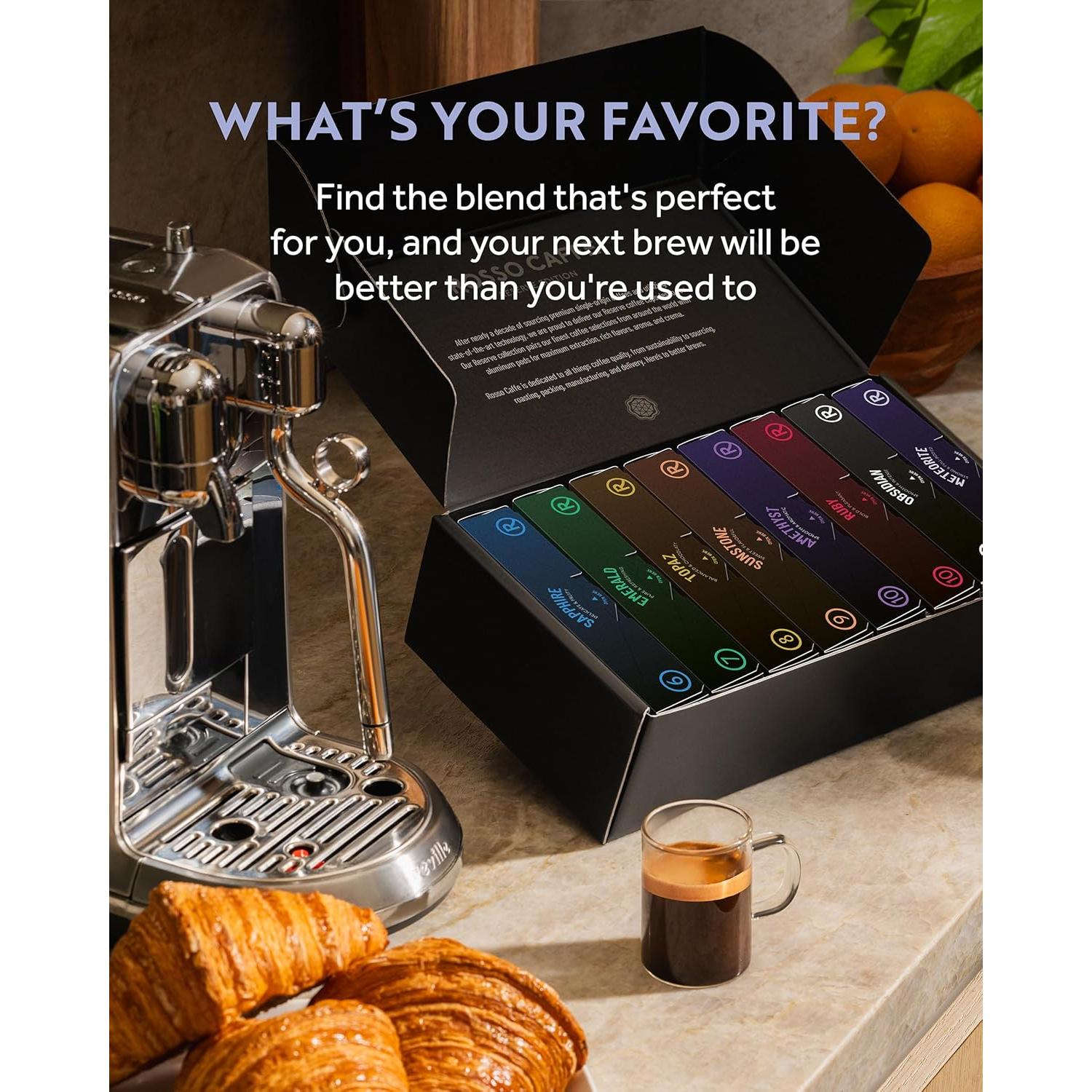 Cápsulas de Café Espresso Rosso Caffè, 160 Unidades, Compatibles Nespresso