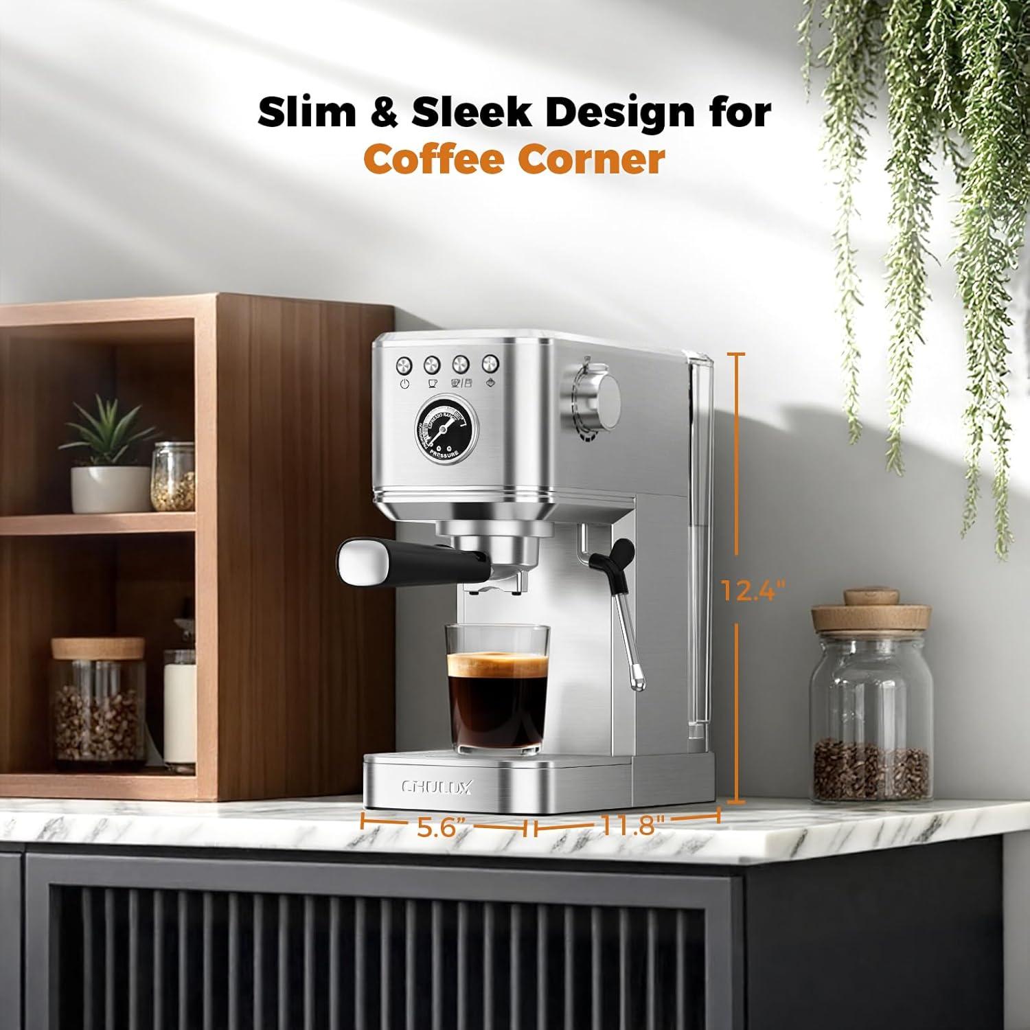 Máquina de Espresso CHULUX 20 Bar con Varilla de Vapor 3.63 kg