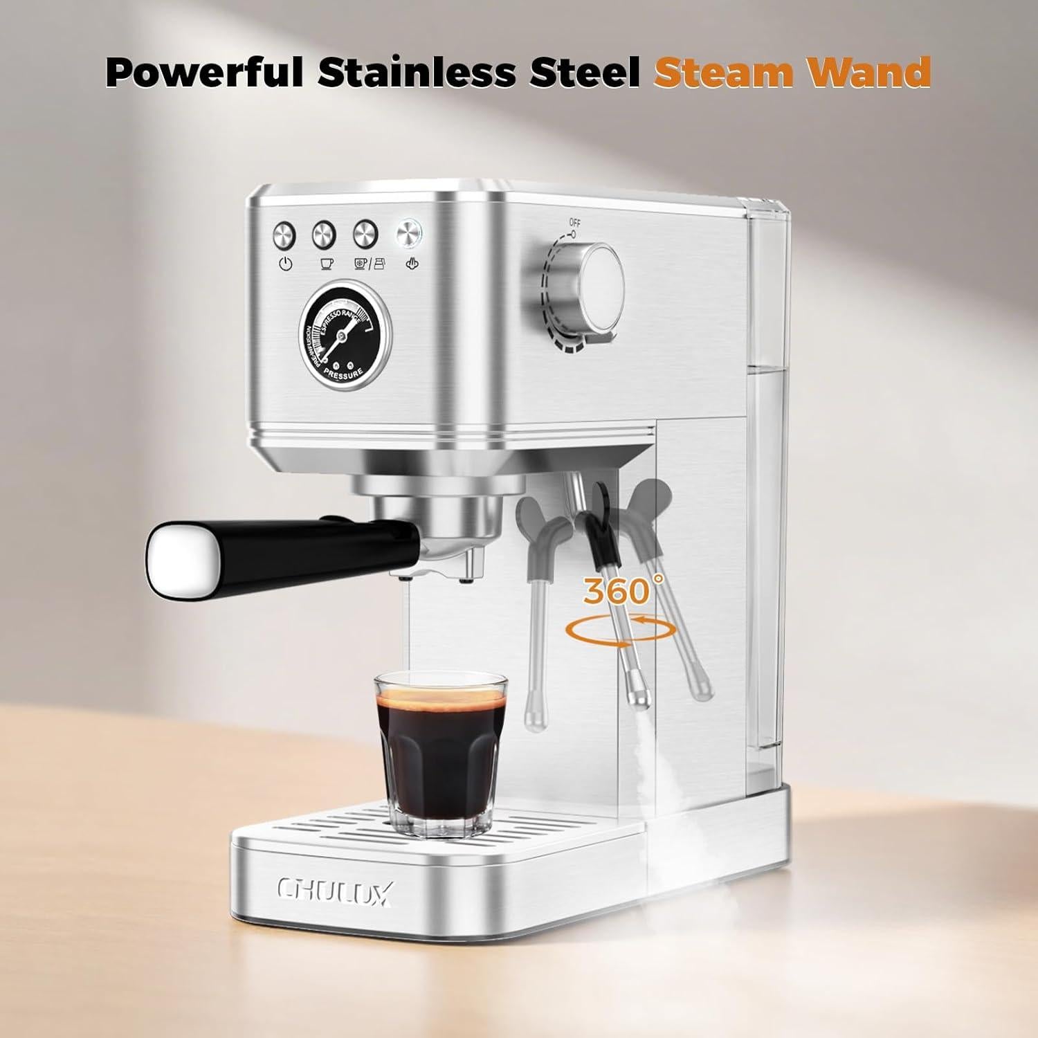 Máquina de Espresso CHULUX 20 Bar con Varilla de Vapor 3.63 kg