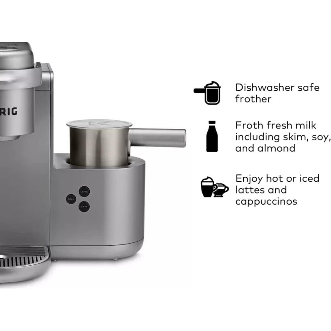 Cafetera Keurig K-Café C para Café, Latte y Cappuccino Niquel