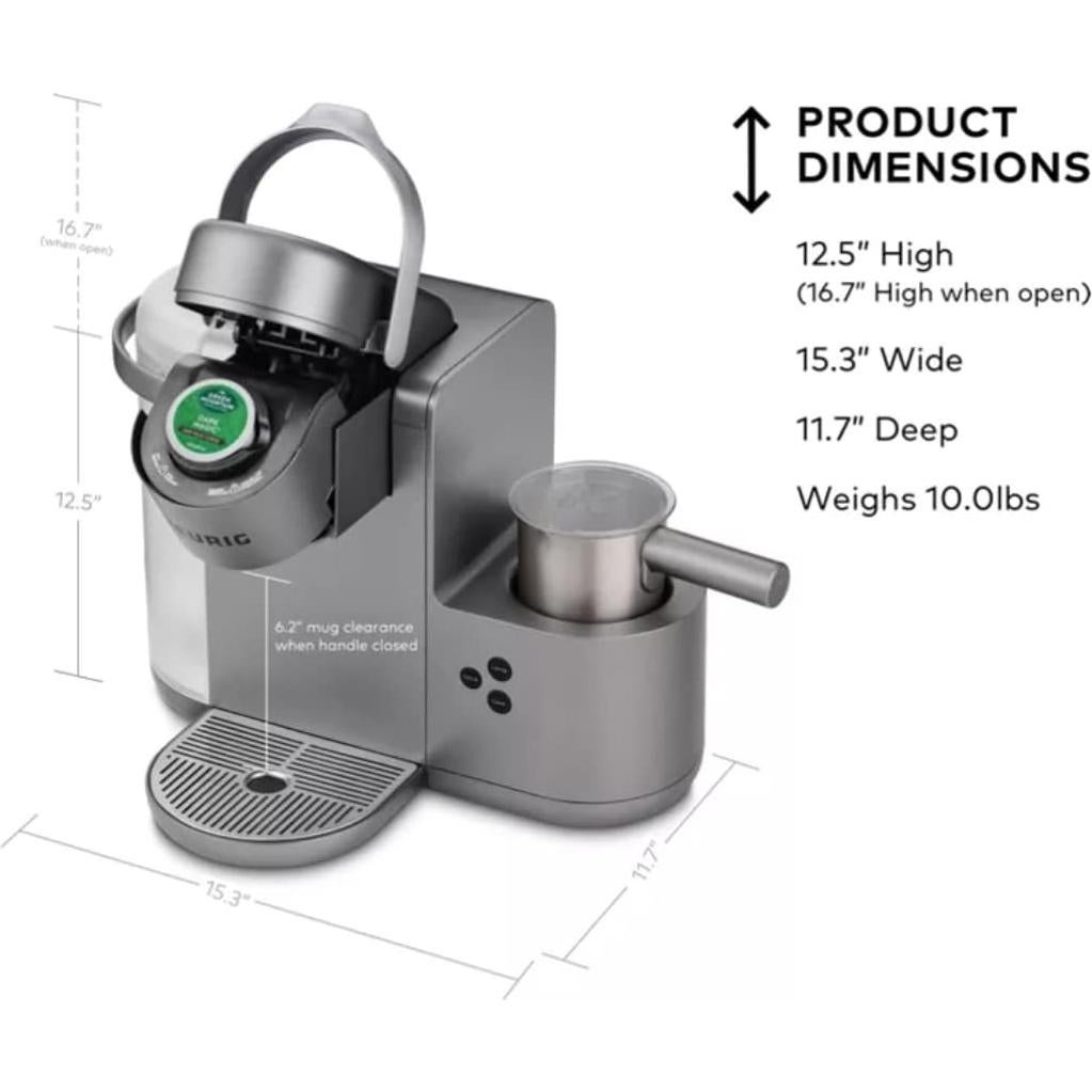 Cafetera Keurig K-Café C para Café, Latte y Cappuccino Niquel