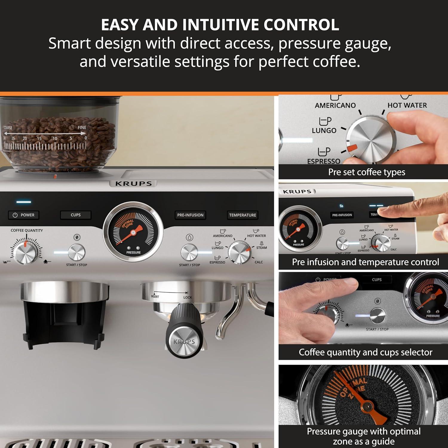 Máquina de Café Espresso KRUPS Precisión con Molinillo 10.54 kg