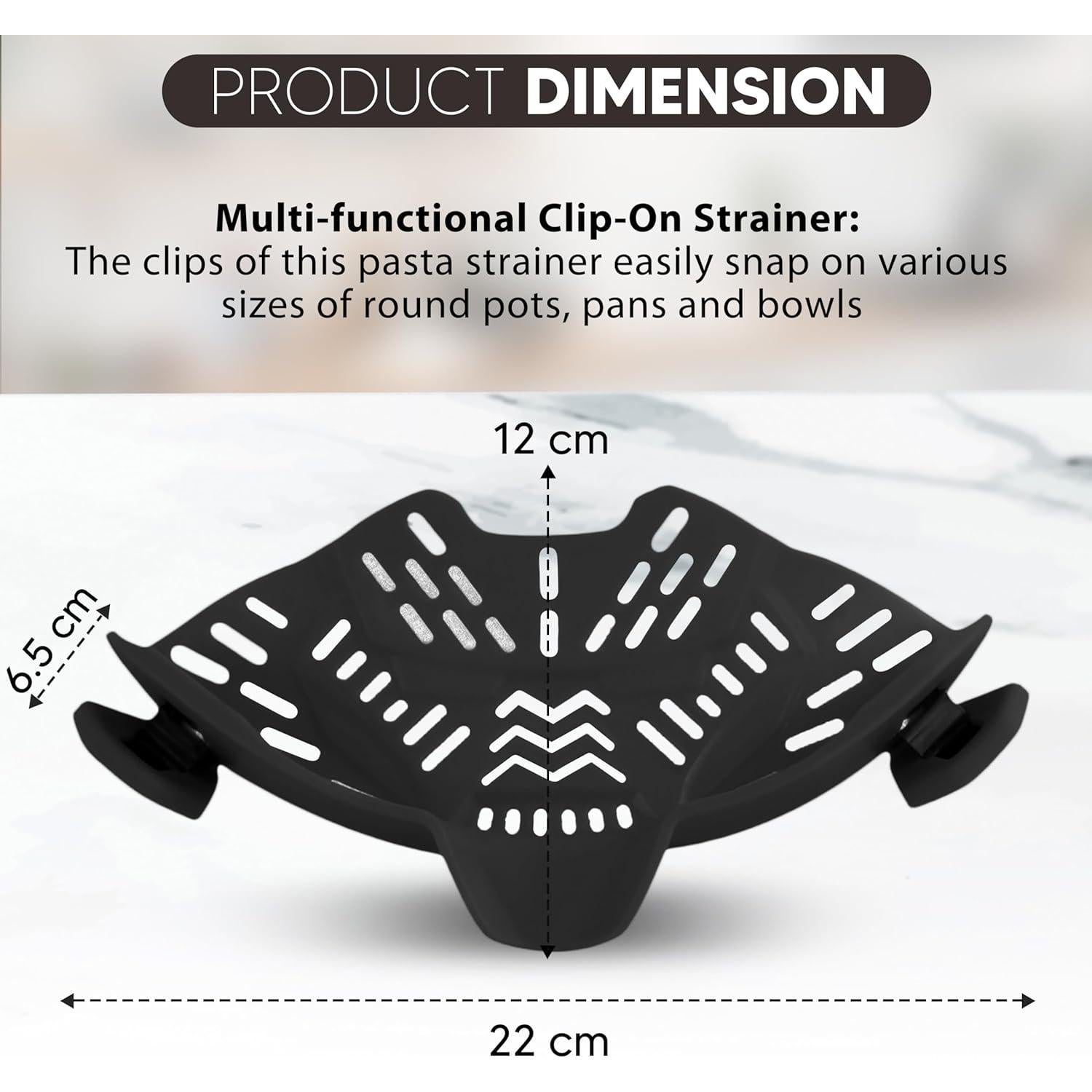 Colador de Olla para Pasta SAMUSAI de Acero Inoxidable Negro