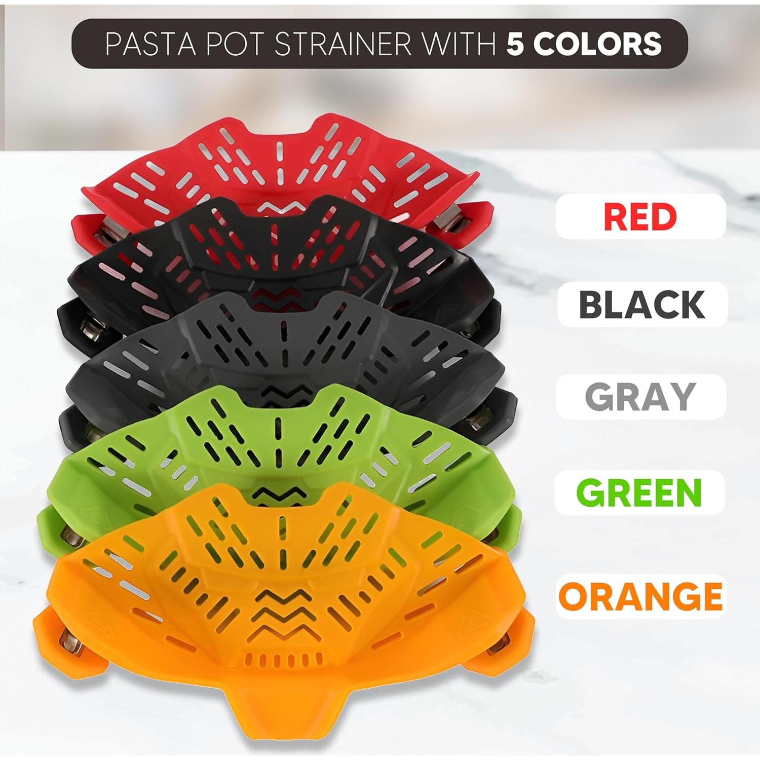 Colador de Olla para Pasta SAMUSAI de Acero Inoxidable Negro