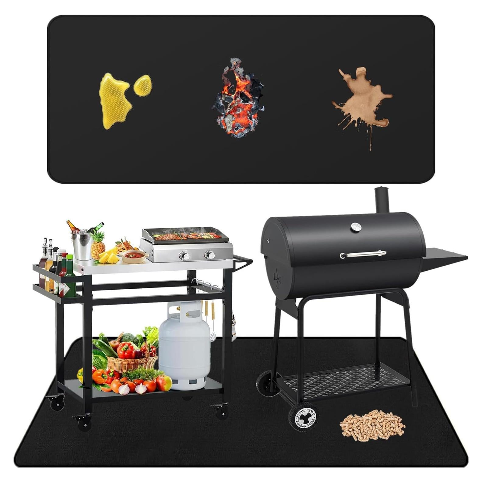 Alfombrilla para Grill Falezern 90x48cm Antideslizante y a Prueba de Fuego