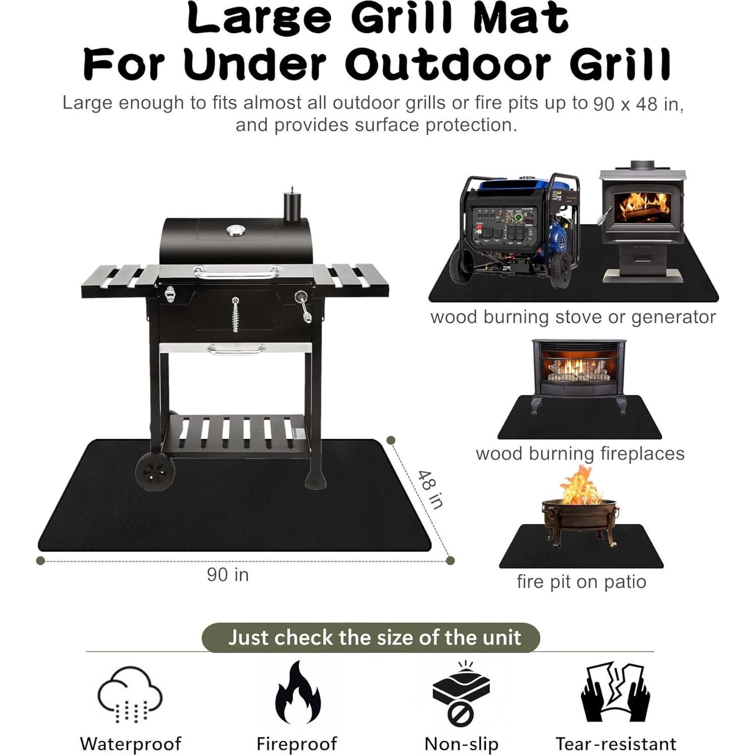 Alfombrilla para Grill Falezern 90x48cm Antideslizante y a Prueba de Fuego