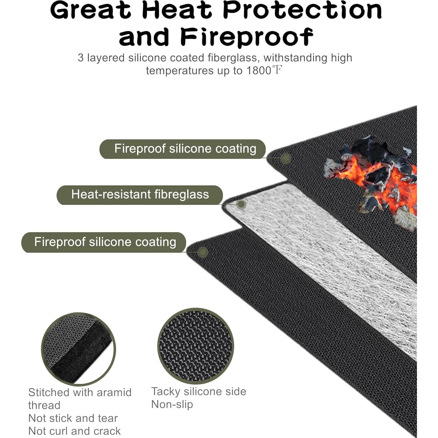 Alfombrilla para Grill Falezern 90x48cm Antideslizante y a Prueba de Fuego