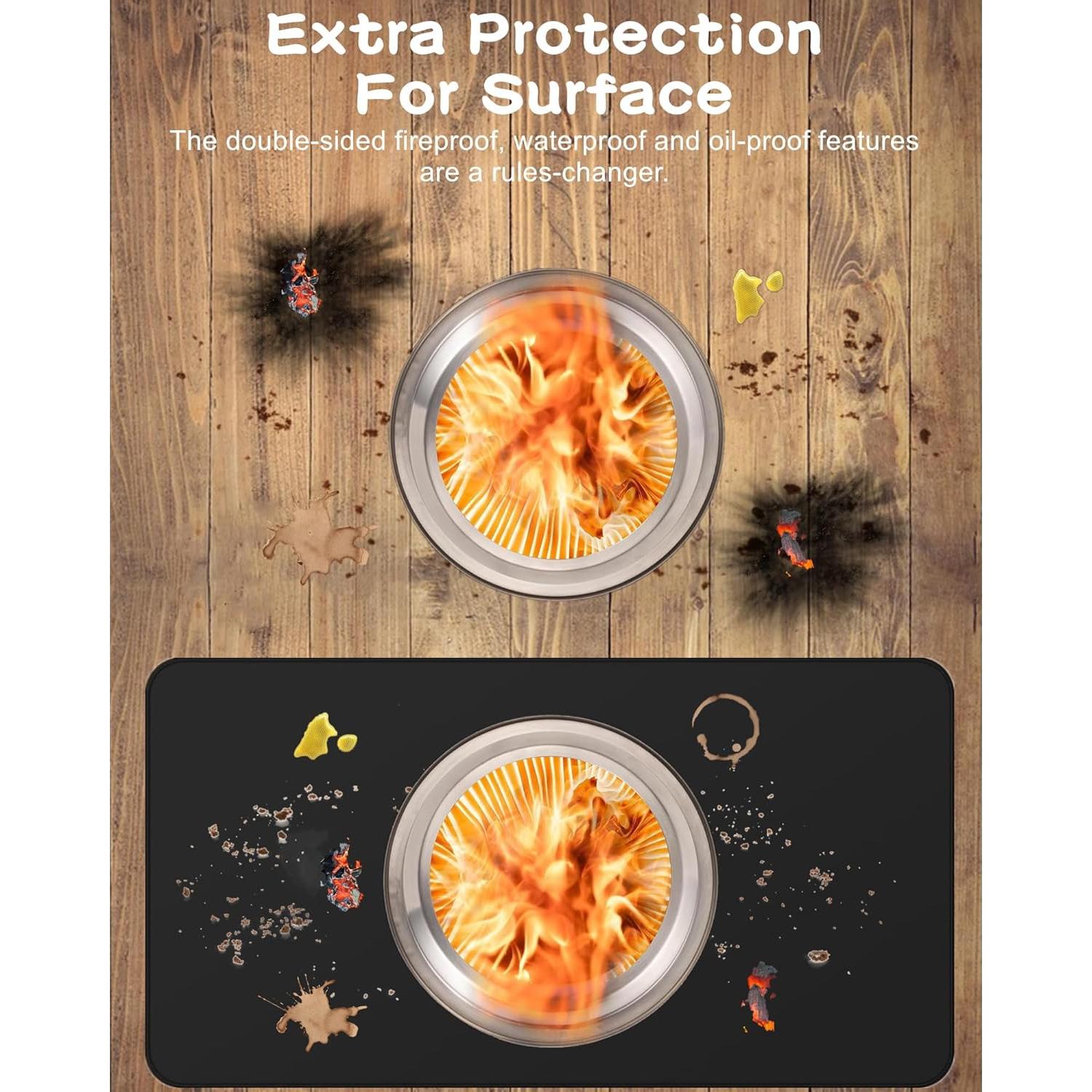 Alfombrilla para Grill Falezern 90x48cm Antideslizante y a Prueba de Fuego