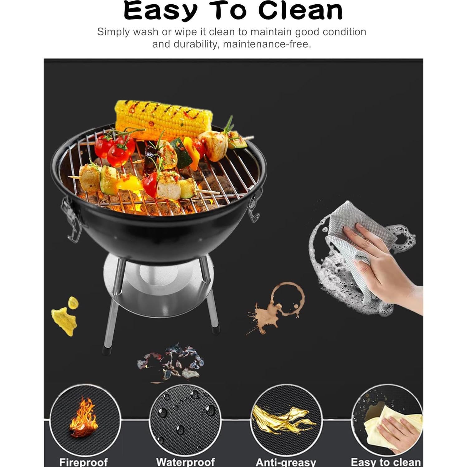 Alfombrilla para Grill Falezern 90x48cm Antideslizante y a Prueba de Fuego