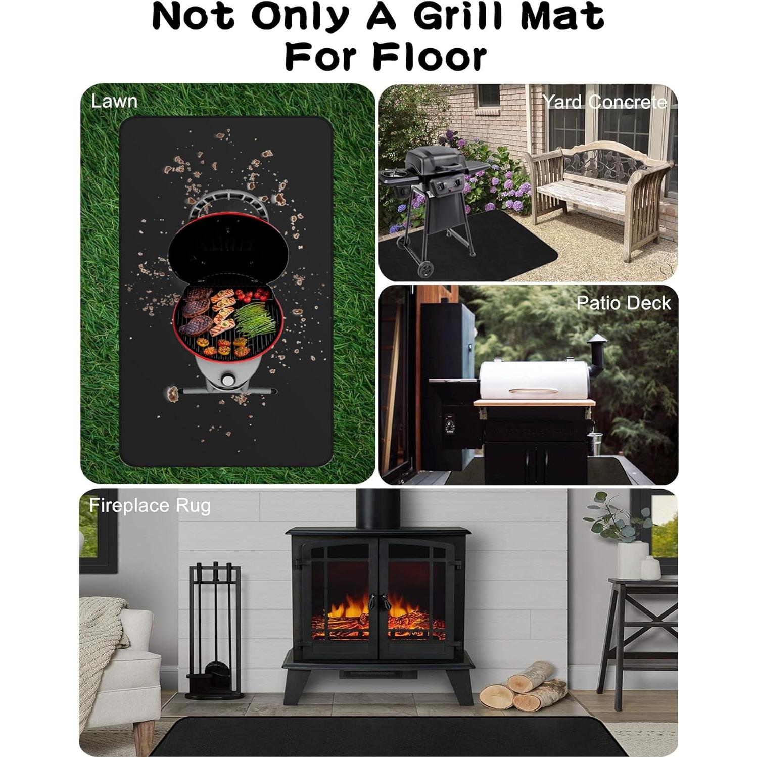 Alfombrilla para Grill Falezern 90x48cm Antideslizante y a Prueba de Fuego