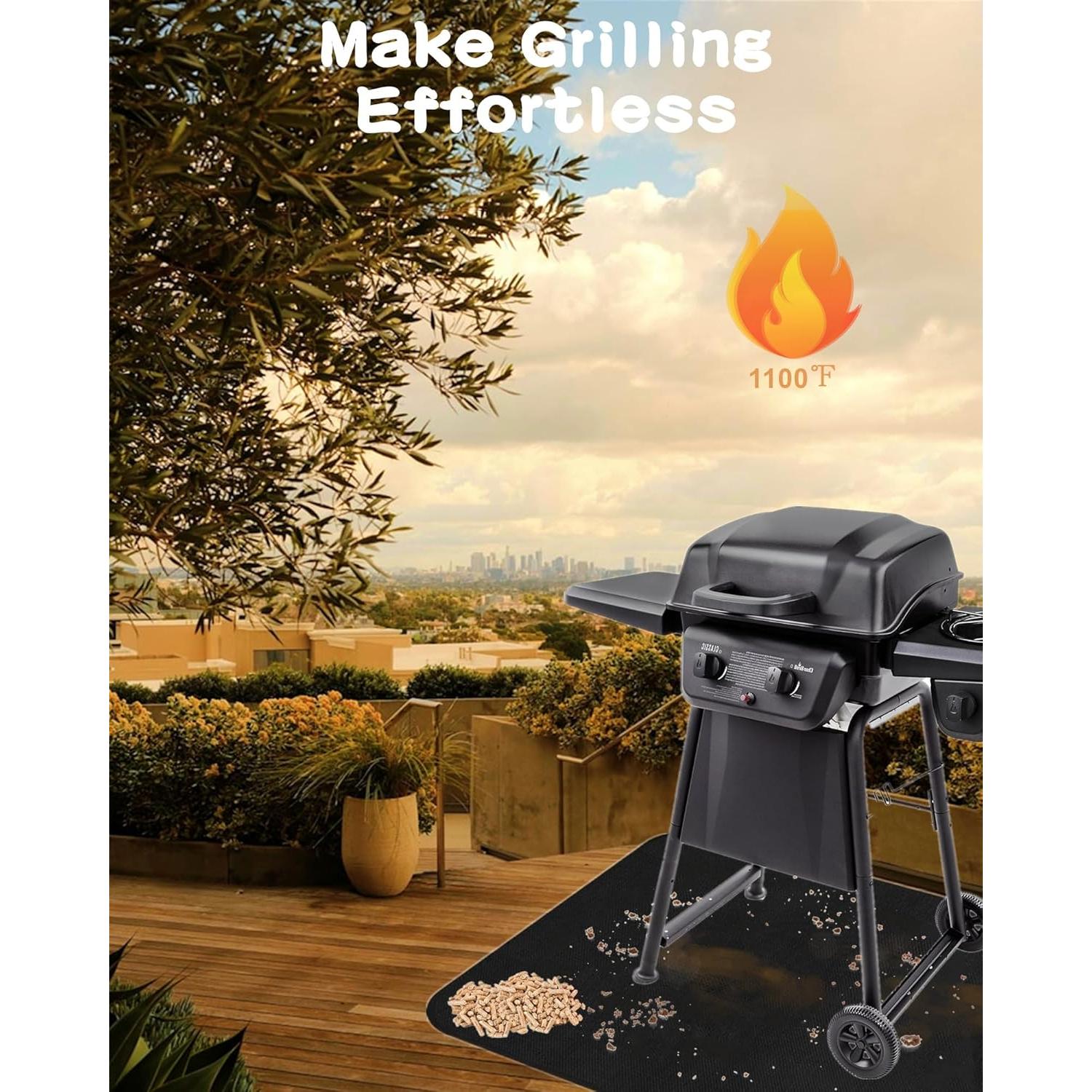 Alfombrilla para Grill Falezern 90x48cm Antideslizante y a Prueba de Fuego