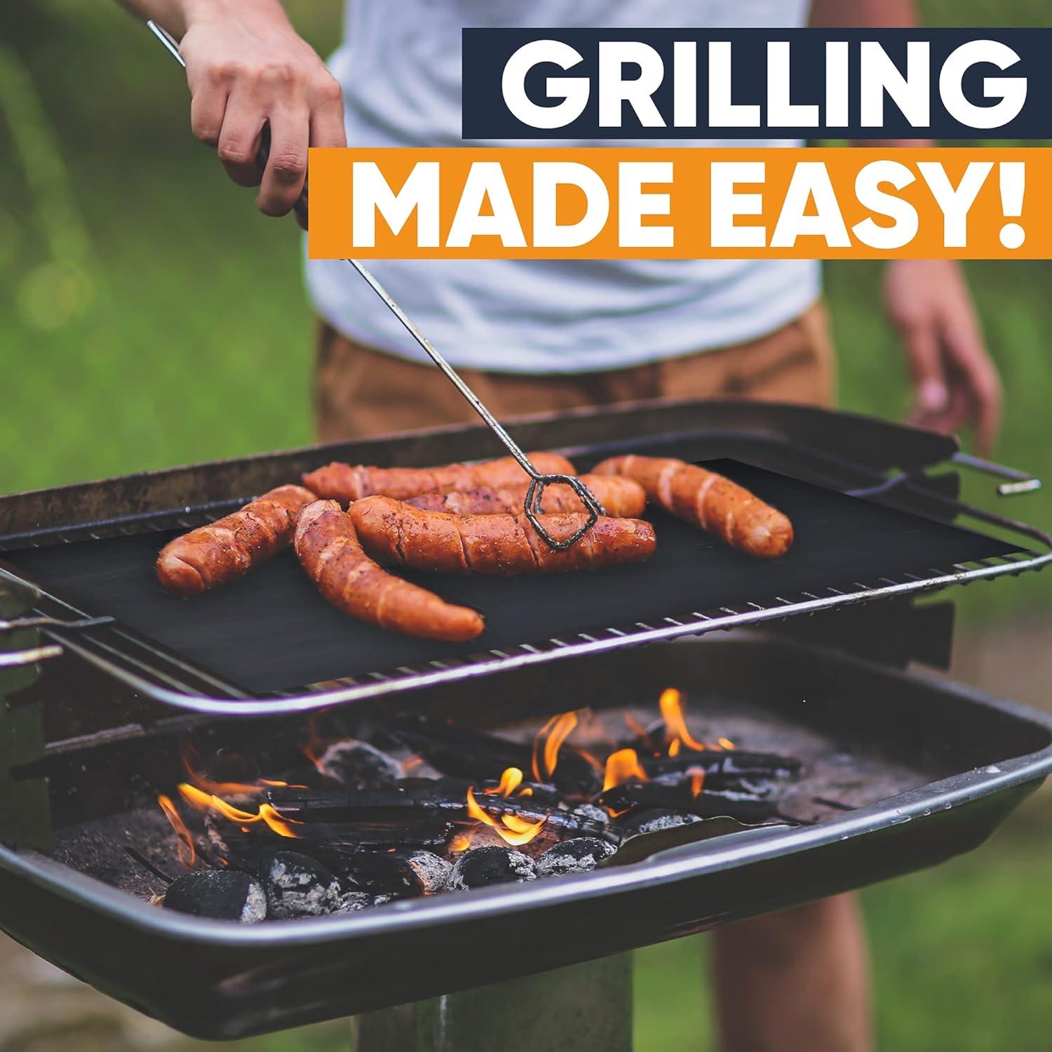 Linda's Essentials Extra Large Grill Mats for Outdoor Grill Mat (3 Pack) - Reusable Heat-Resistant Grilling Mats for Outdoor Grill, Non Stick Grill Matt, Easy Clean BBQ Mats for Outdoor Grills
