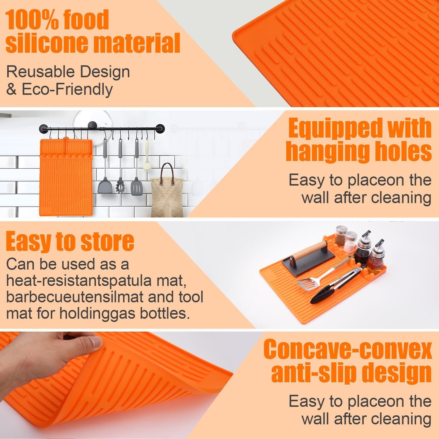 Alfombrilla de Silicona Resistente al Calor UDouliuy 40.6x29.2cm Naranja