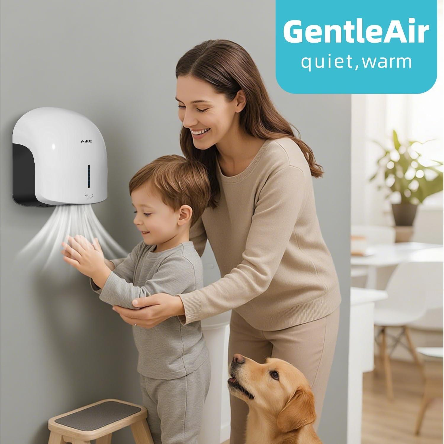 Secador de Manos AIKE AK2637 Blanco, Bajo Ruido, 1500W