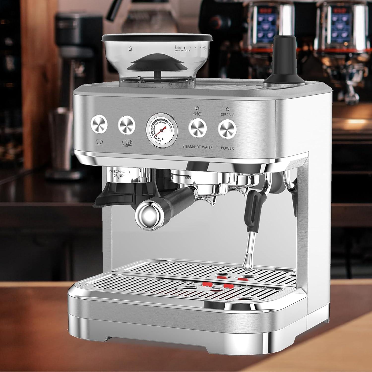 Máquina de Espresso Takywep EZ01 15 Bar con Molinillo y Espumador