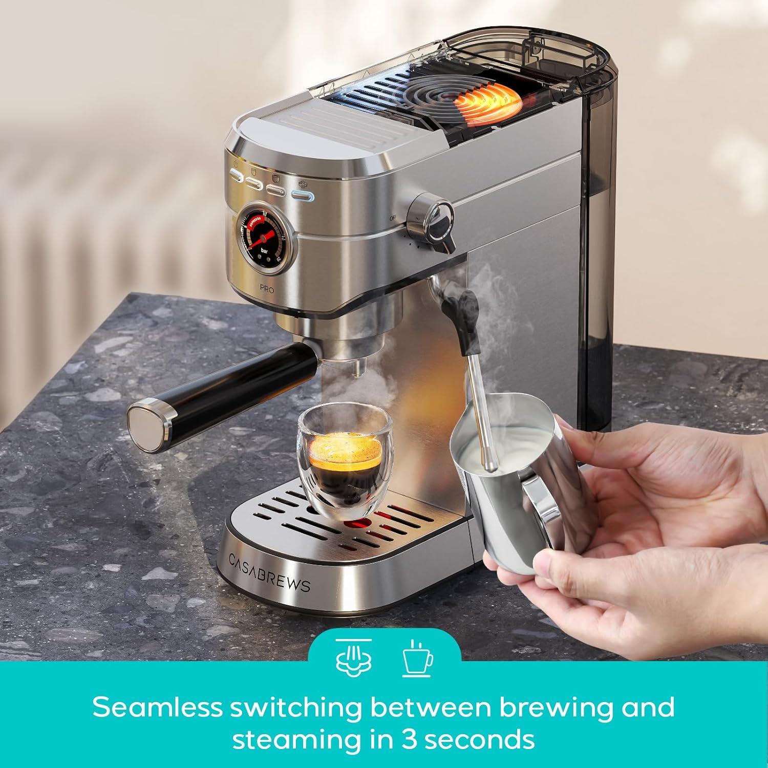 Máquina de Espresso CASABREWS 5418 Pro 20 Bar con Espumador