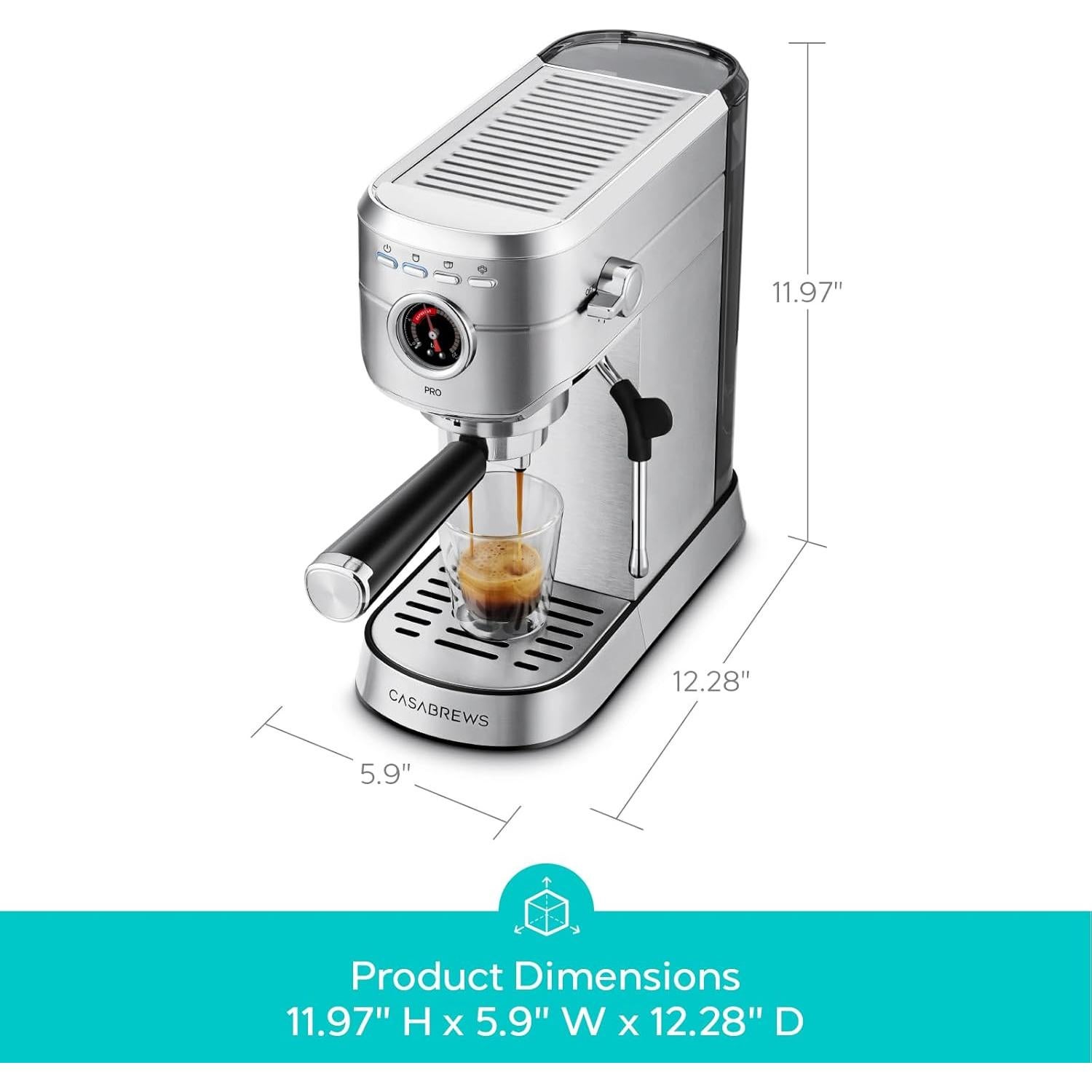 Máquina de Espresso CASABREWS 5418 Pro 20 Bar con Espumador