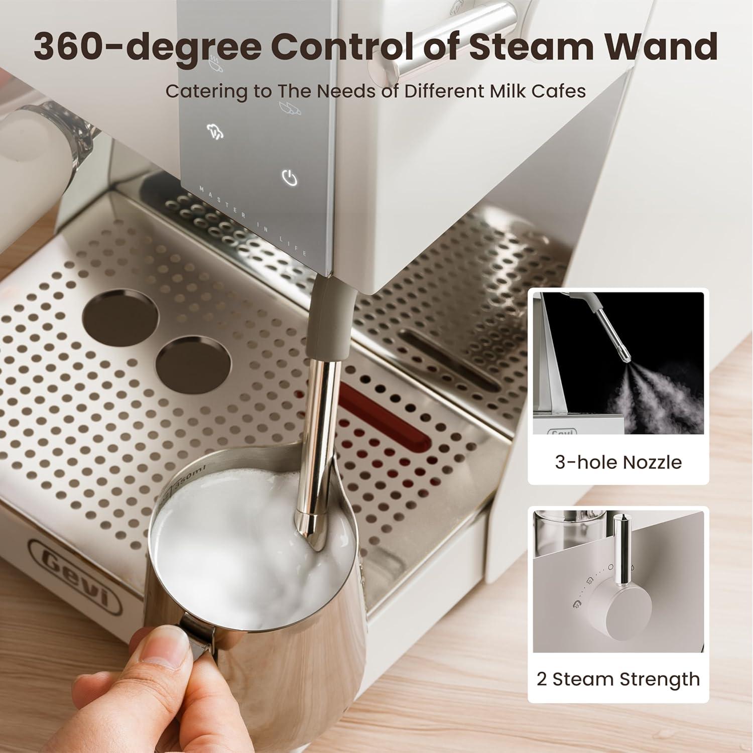 Máquina de Espresso Gevi 20 Bar con Varilla de Vapor 58mm