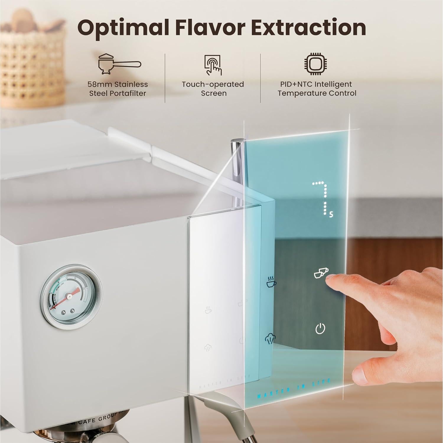 Máquina de Espresso Gevi 20 Bar con Varilla de Vapor 58mm