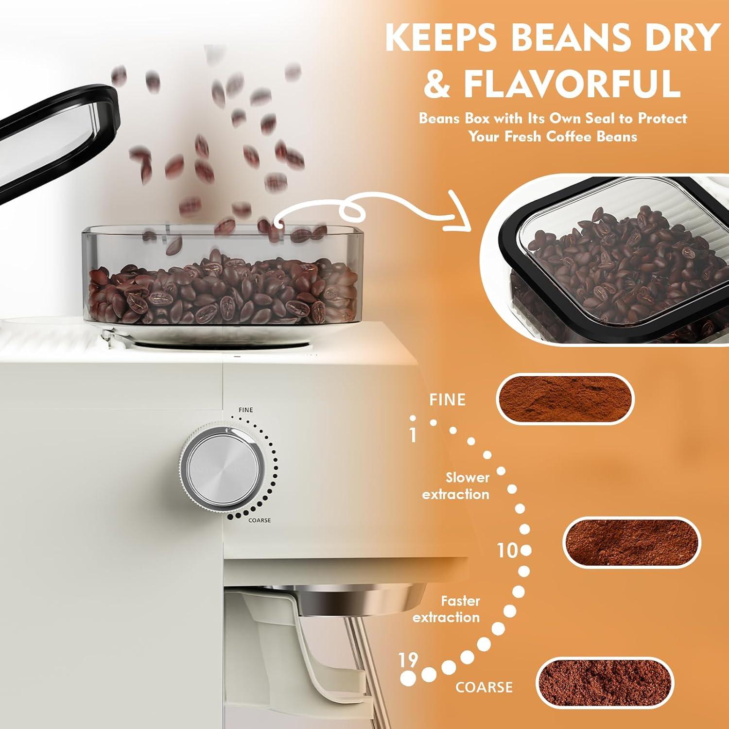 Máquina de Espresso Ollygrin con Molinillo y Espumador 2.8L