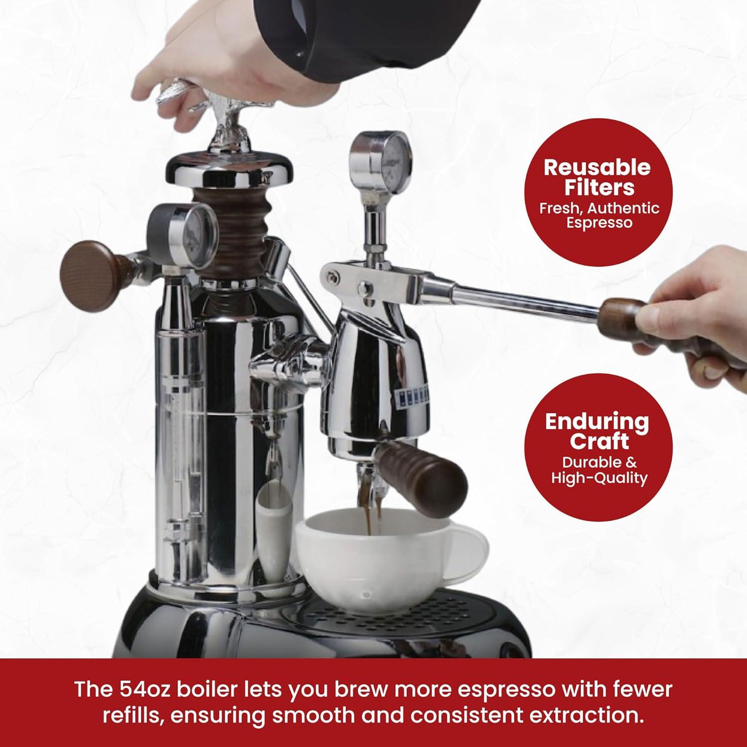 Máquina de Espresso Manual La Pavoni EPC-8 0.8L Cromo Plata