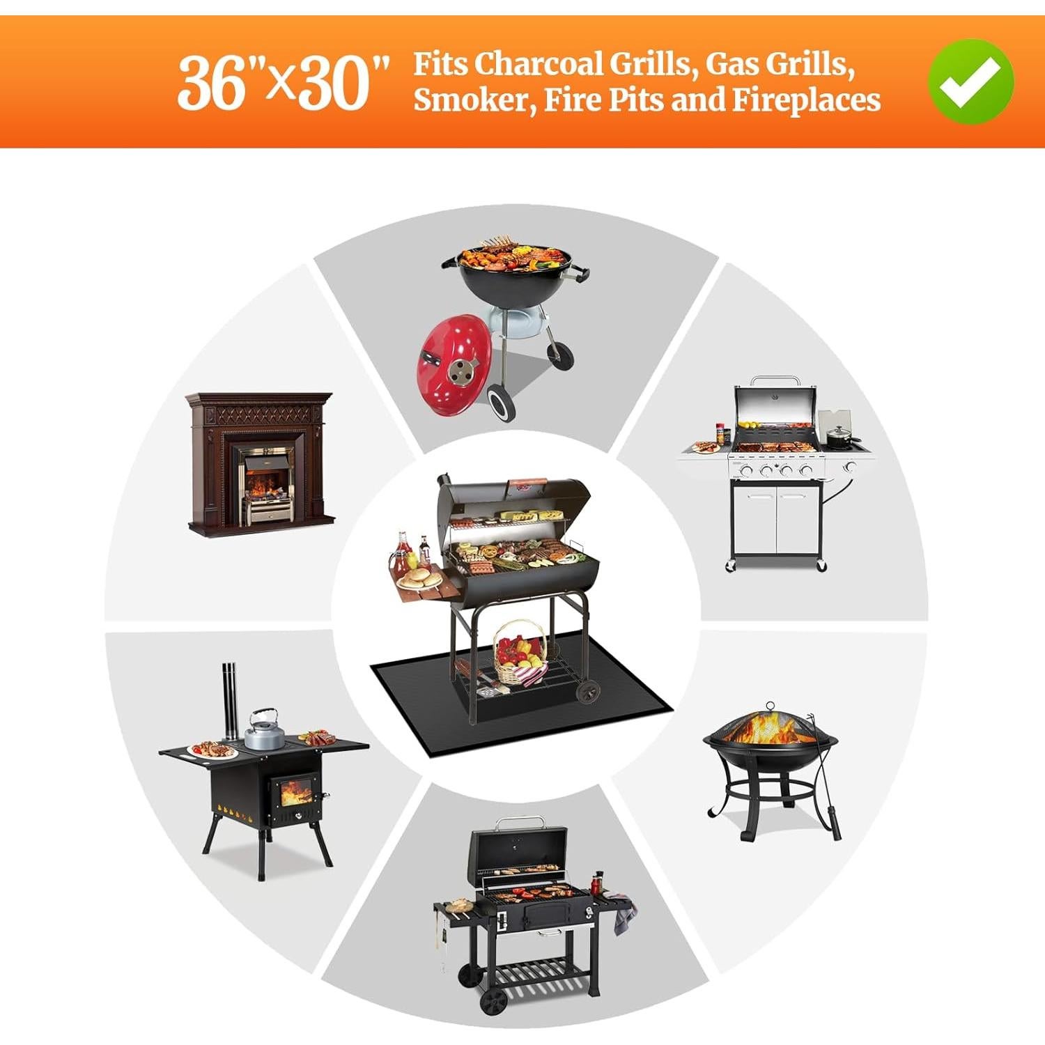 Alfombrilla para Parrilla Youlvy 91 x 76 cm Resistente al Fuego