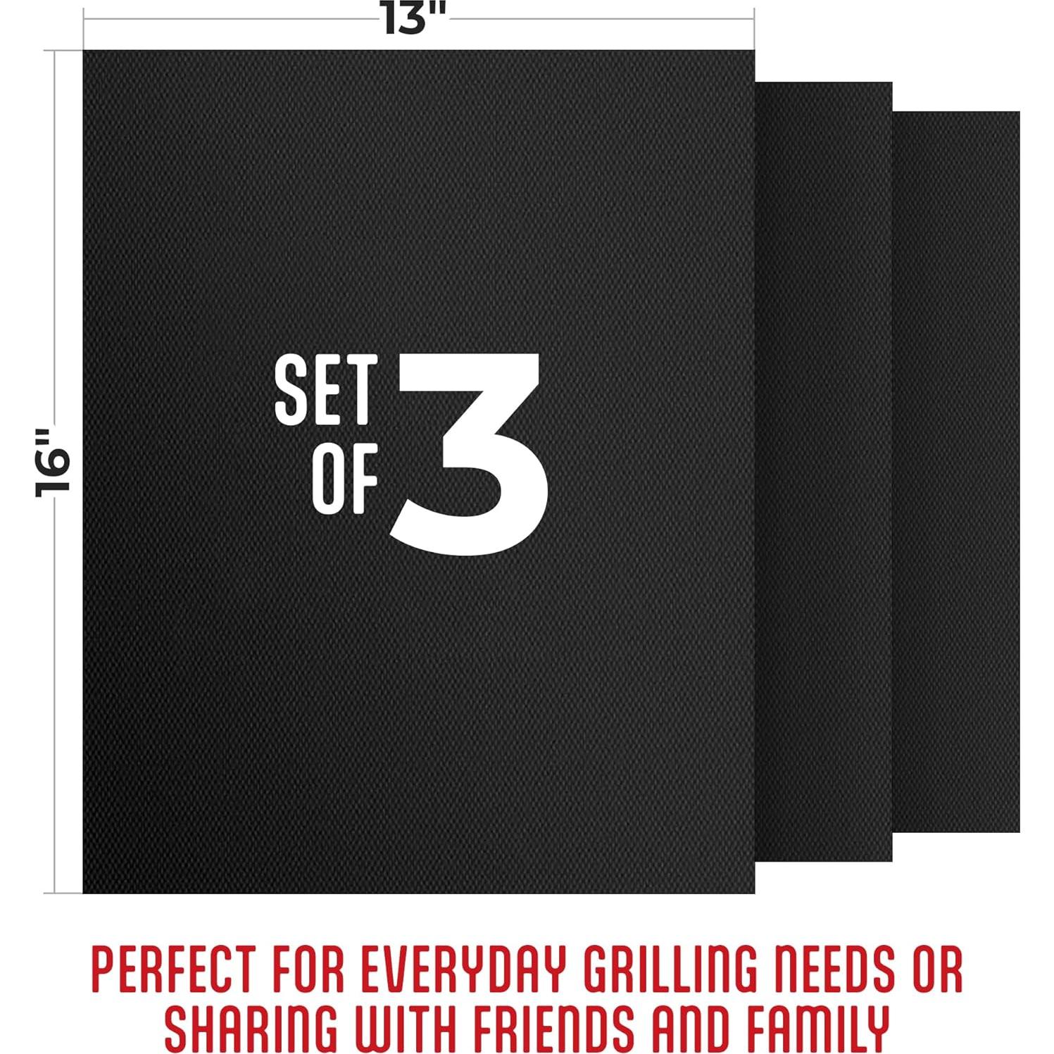 Mats de Parrilla Kaluns Antiadherentes Reutilizables Set 3 Pzas