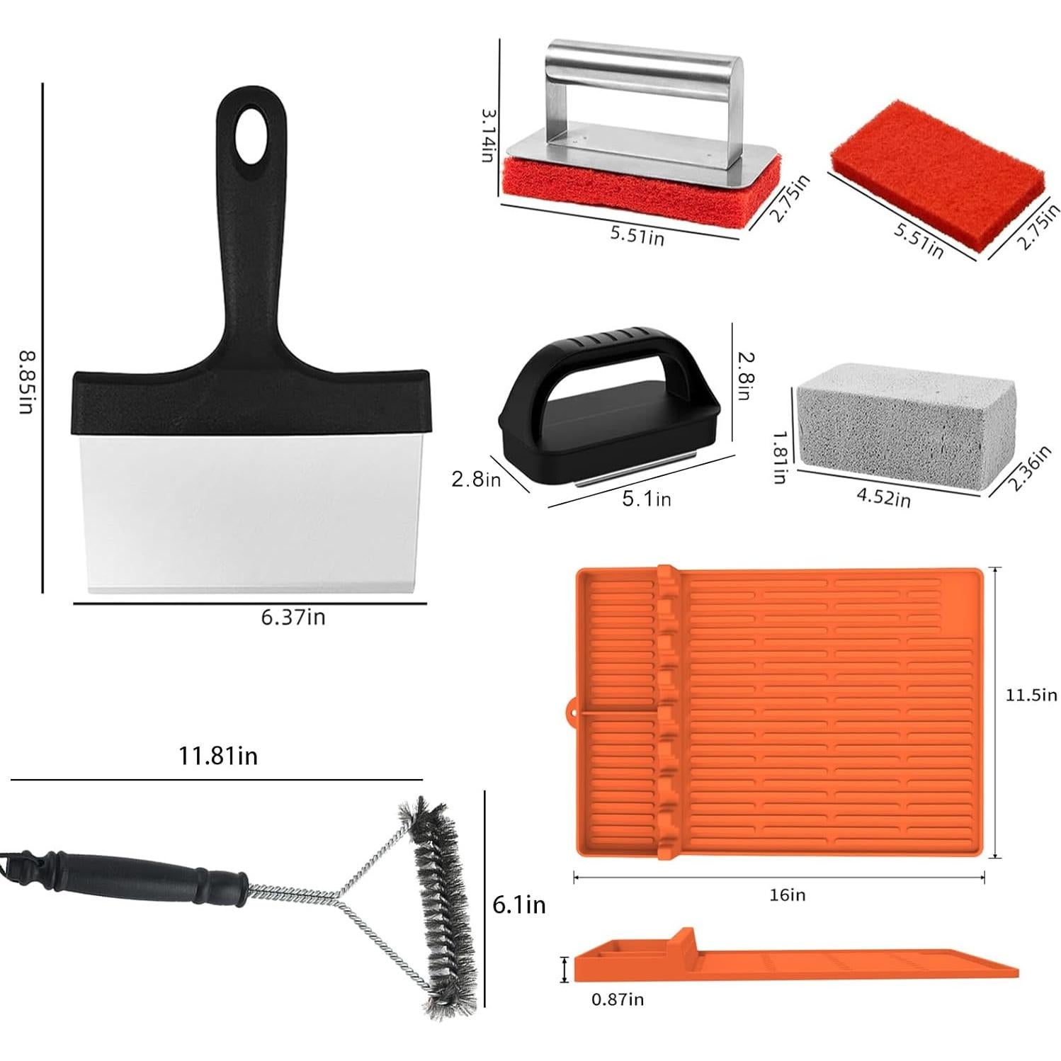 Kit de limpieza de plancha 16 piezas Blackstone - Acero inoxidable